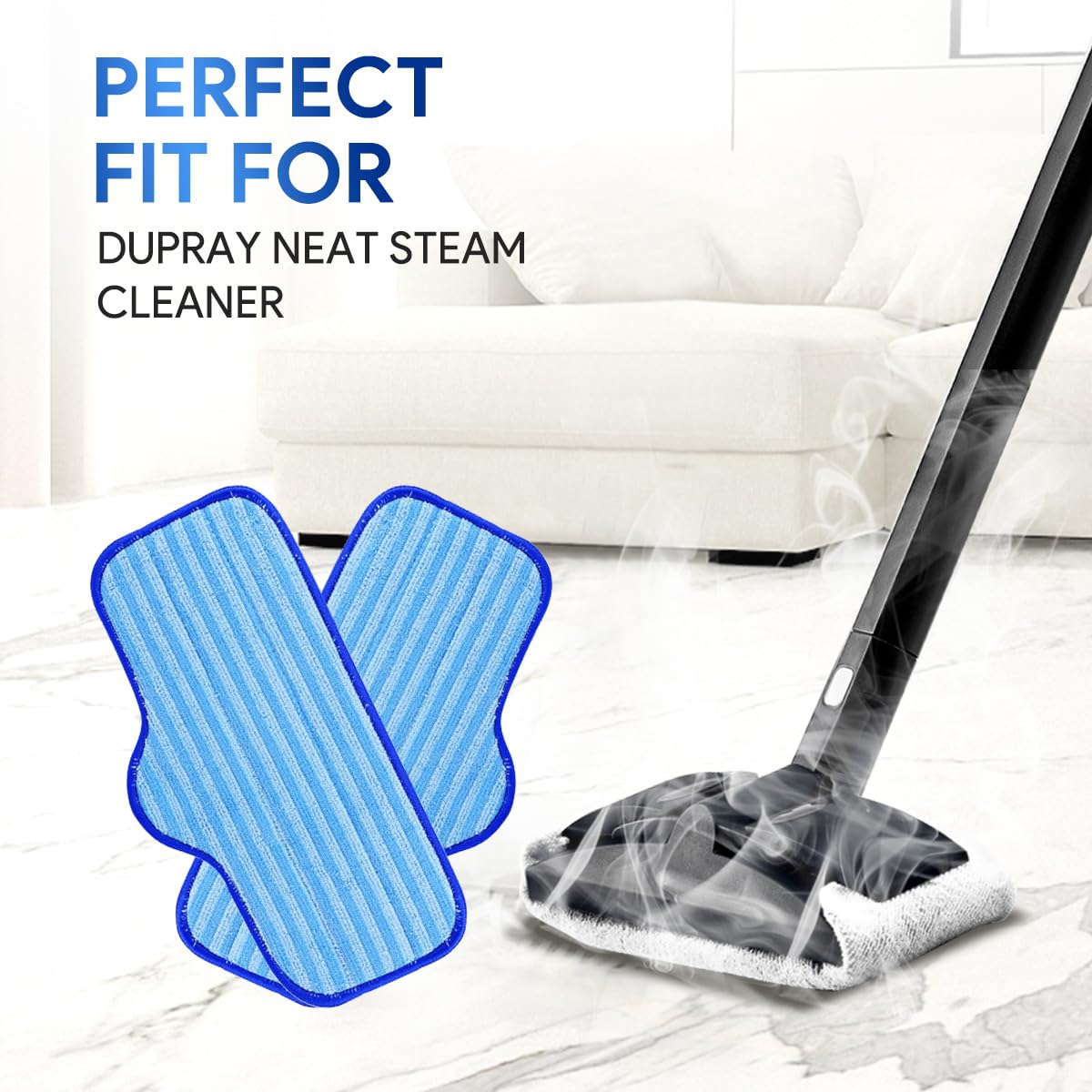 Keepow Microfiber Pads For Dupray Neat Steam Cleaner, 3 Pack Washable Pads
