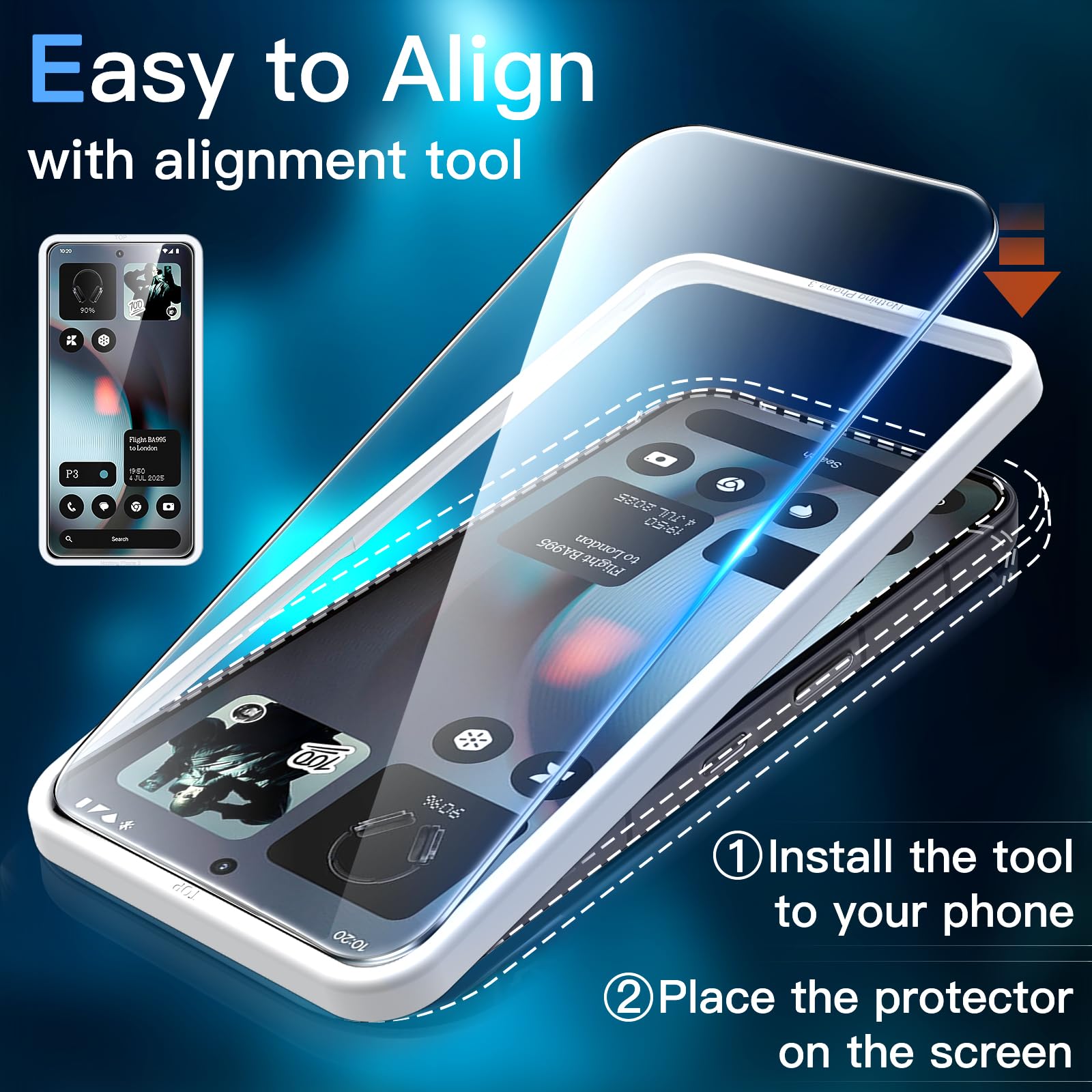 Jetech Screen Protector For Nothing Phone 3, 9H Tempered Glass Film With Easy Installation Tool, Case-Friendly, Hd Clear, 3-Pack