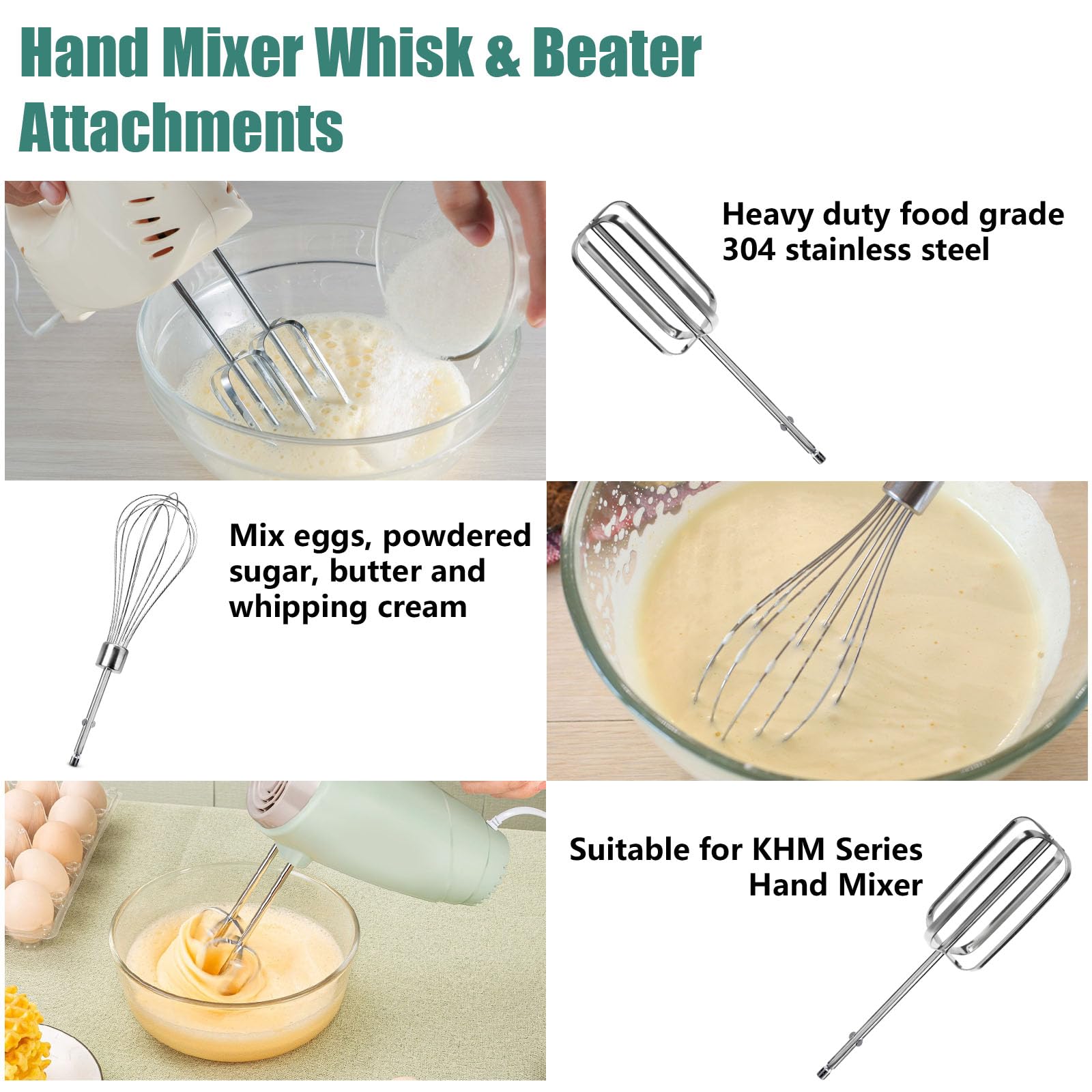 Hasanbar Hand Mixer Beaters Compatible With Hamilton Beach Hand Mixer 62682Rz 62692 62695V 64699, Mixer Replacement Beaters Fit