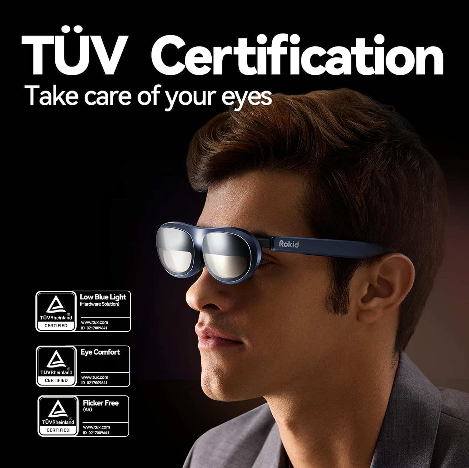 Rokid Max Ar Glasses, Smart Glasses With 360'' Micro Oled Display, Google Play, Media Streaming, Hdcp Support & Cloud Gaming, Co