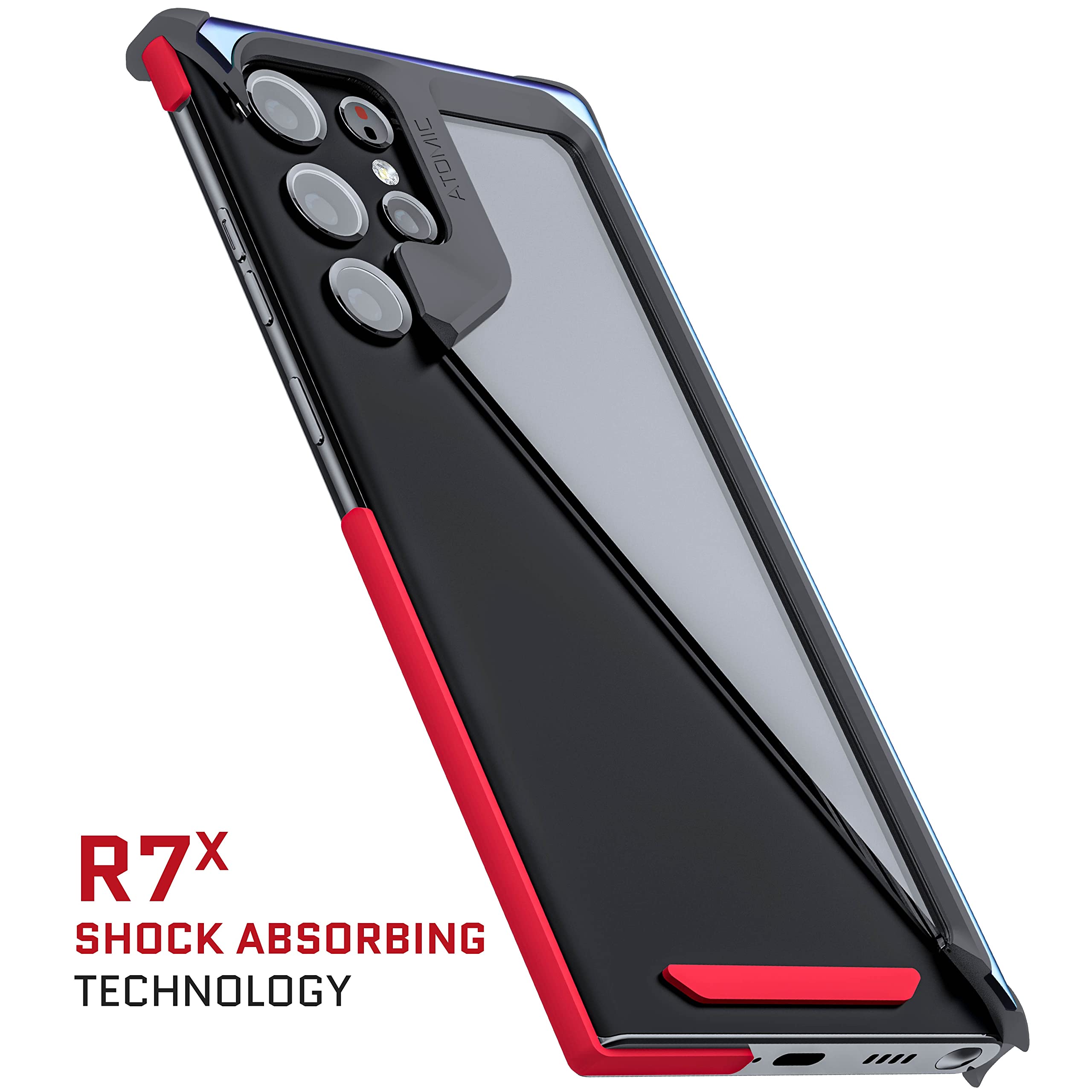 Ghostek Atomic Slim S22+ 5G Phone Case With Clear Back And Iridescent Aluminum Bumper Military Grade Shockproof Protective Phone