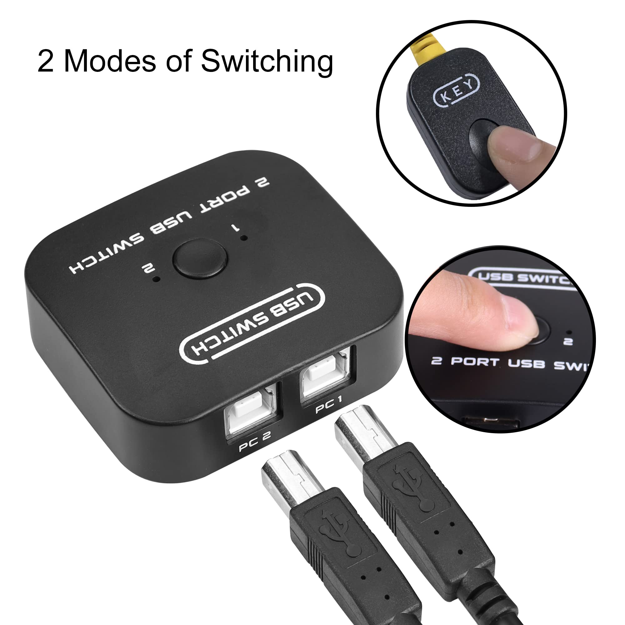 Riieyoca Usb Printer Sharing Kvm Switch,Printer Splitter For Two Devices, Automatic Switching Without Drivers.Share Keyboard Mou