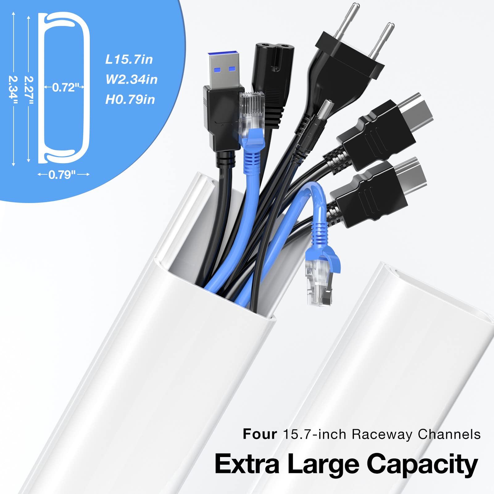 Delamu Cord Hider, 62.8In Cord Covers For Wires On Wall, Cable Hider Cable Management, Wire Hiders For Tv On Wall, Wire Covers F