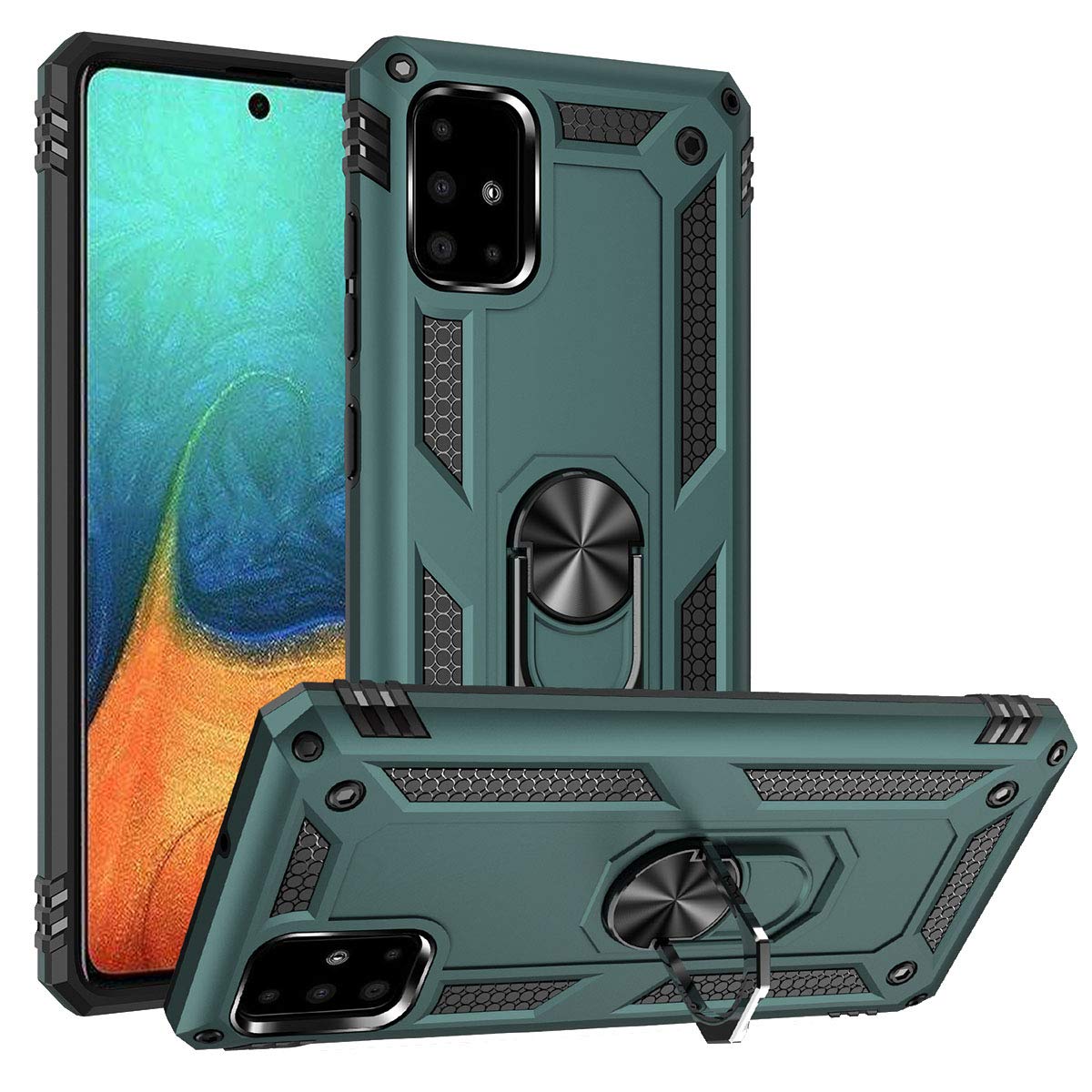 A71 4G Case,Addit Samsung Galaxy A71 4G Case [ Military Grade ] Shock Absorption Bumper Cover Anti Scratch Case With Ring Car Mo