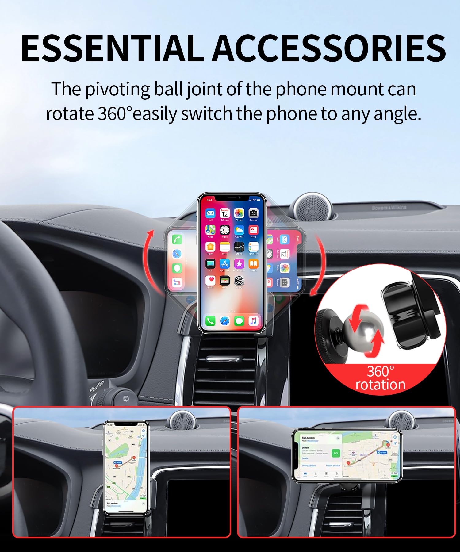 Maserweller Car Phone Holder For 2016-2025 Volvo Xc90 Accessories, 360 Rotation Phone Mount Compatible With Magsafe, Cell Phone