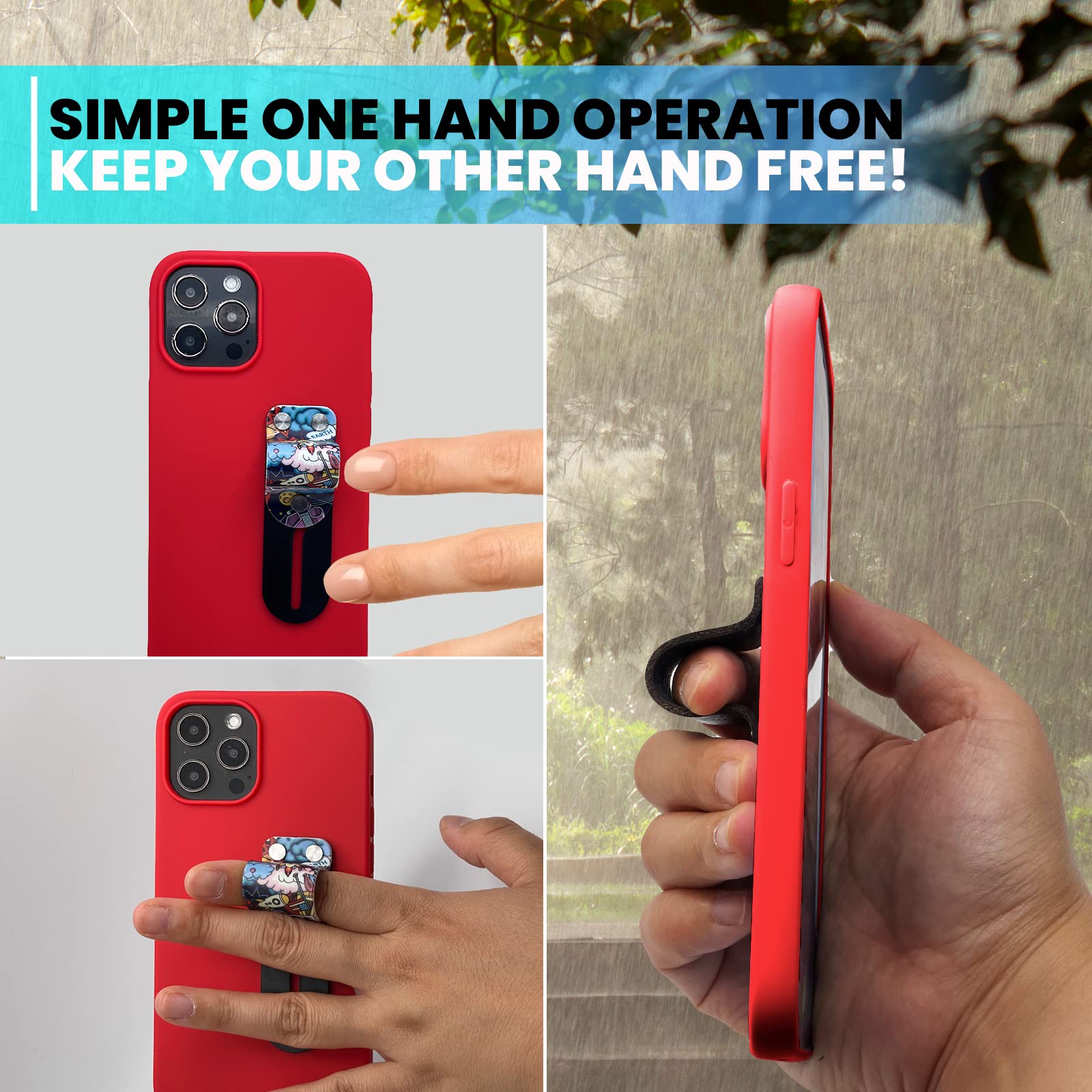 Phone Strap Grip Holder Finger [Kn Flax] Cell Phone Grip Telescopic Phone Finger Strap Stand Universal Finger Kickstand For Most