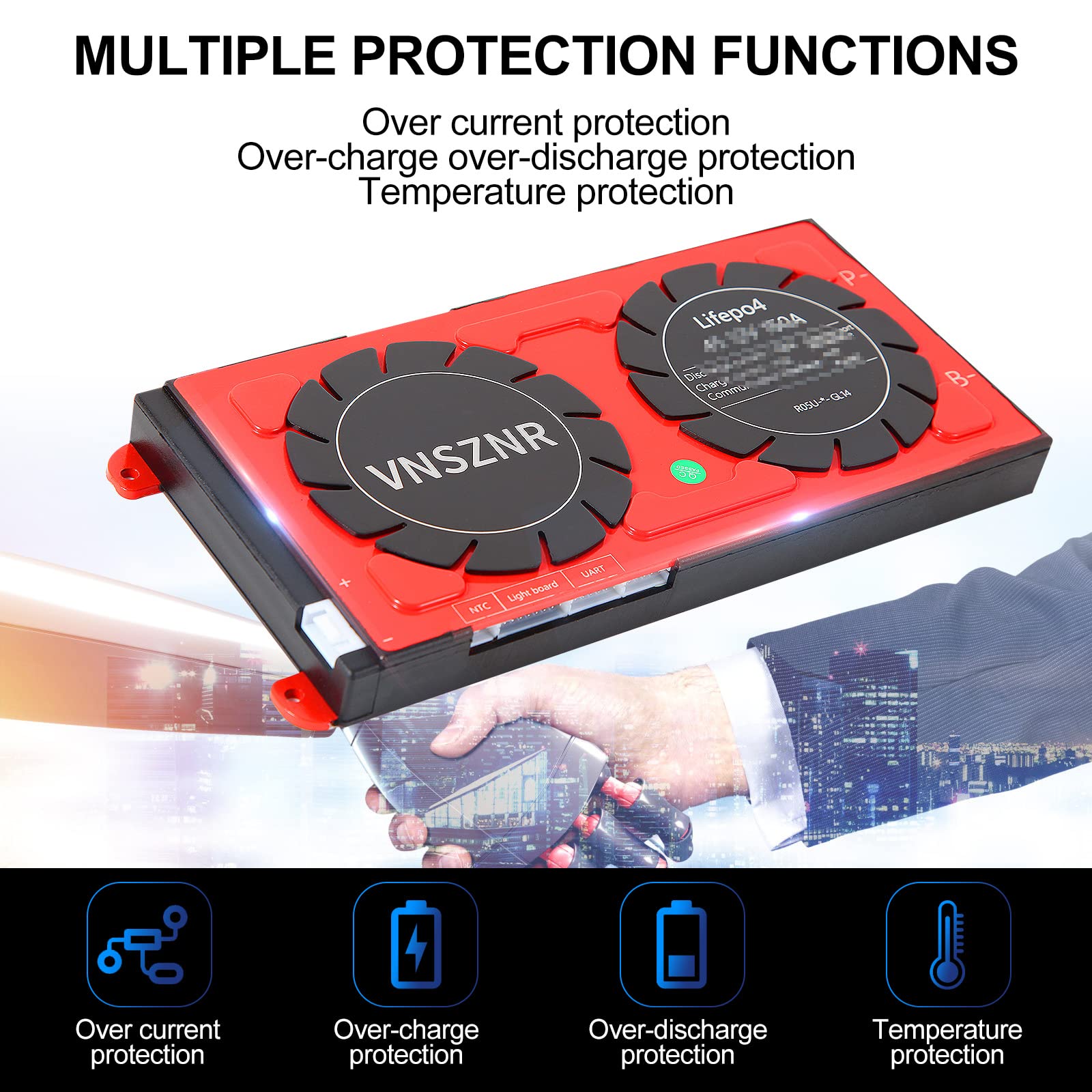 Vnsznr Lifepo4 Bms 48V 16S 120A Smart Pcb Battery Protection Board Battery Management System With Balance Leads Wires And Wirele