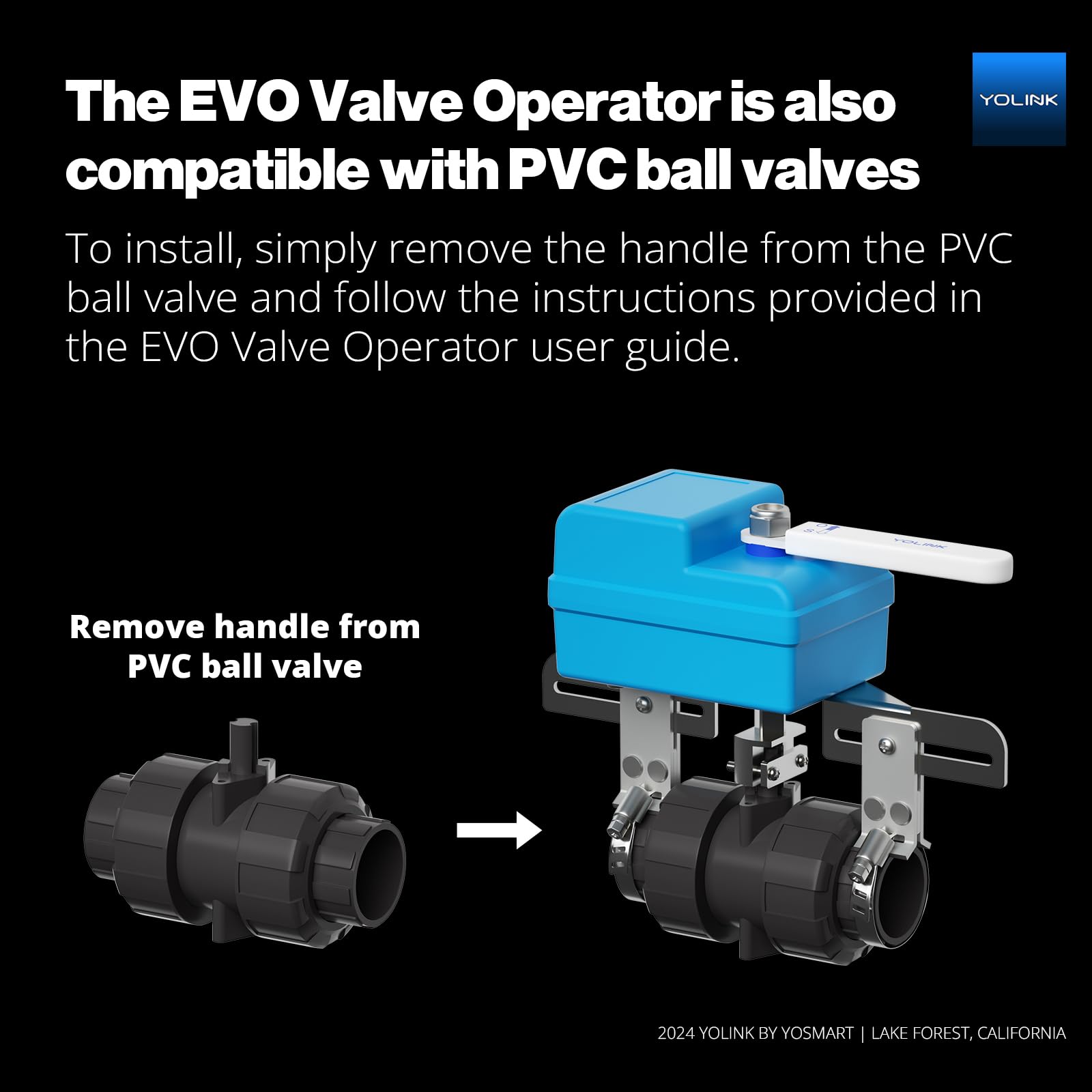 Yolink Smart Water Valve Controller, With Valve Operator, Easy No Plumber Diy Installation, Remote Control, Compatible With Alex