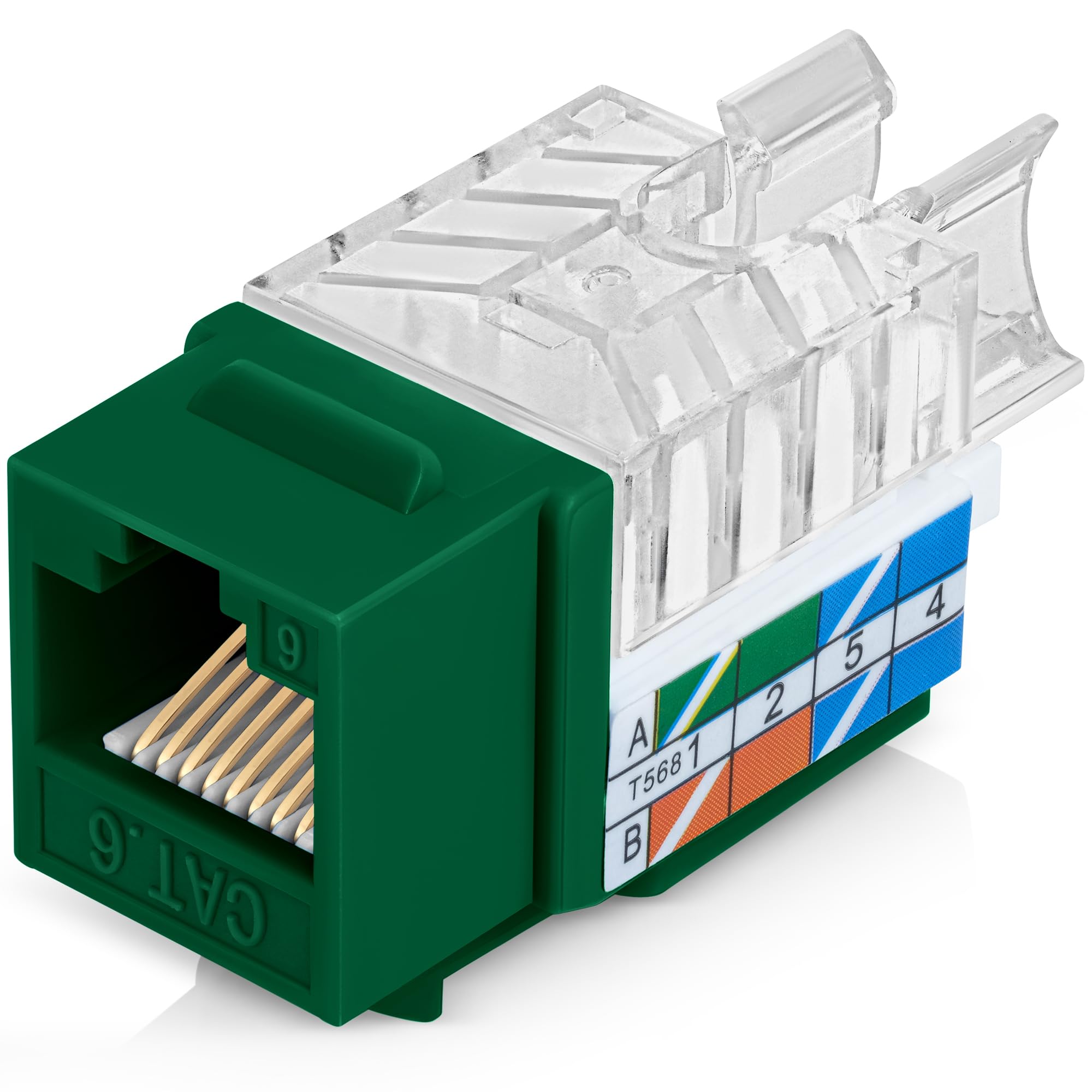 Everest Media Solutions 45 Angled Cat6 Keystone Jack In Green   Slim Profile Rj45 Ethernet Connector   Compatible With 45 Angled