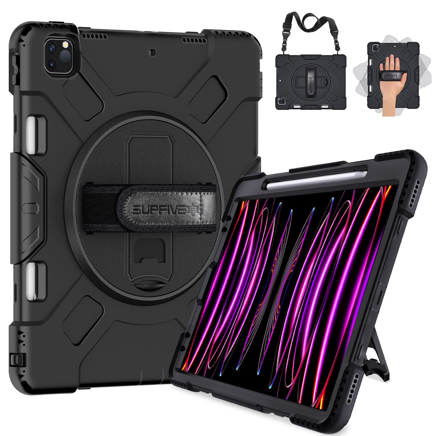 Supfives Case For Ipad Pro 12.9 2022 6Th Generation: Upgraded Military Grade Shockproof Protective Silicone Cover For Ipad 12.9 