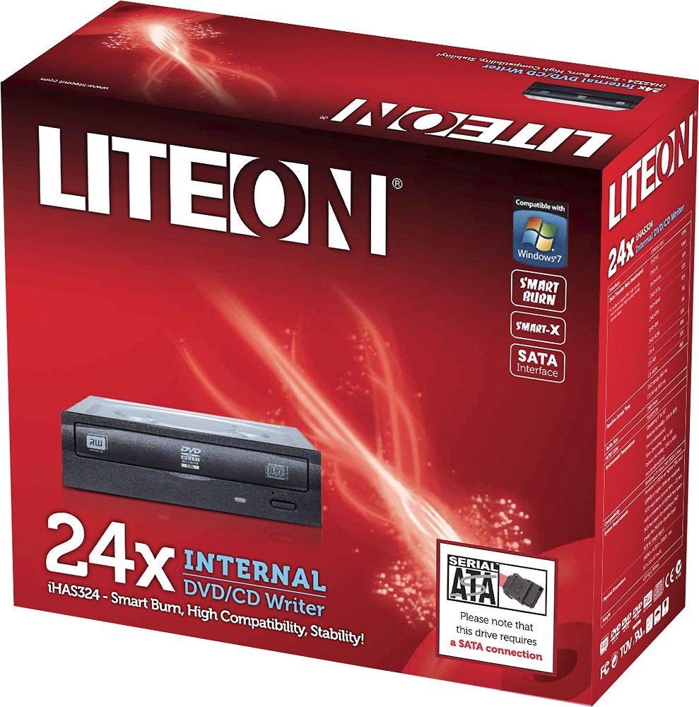 Lite On 24X Sata Internal Dvd/Rw Optical Drives Ihas324 17 Black