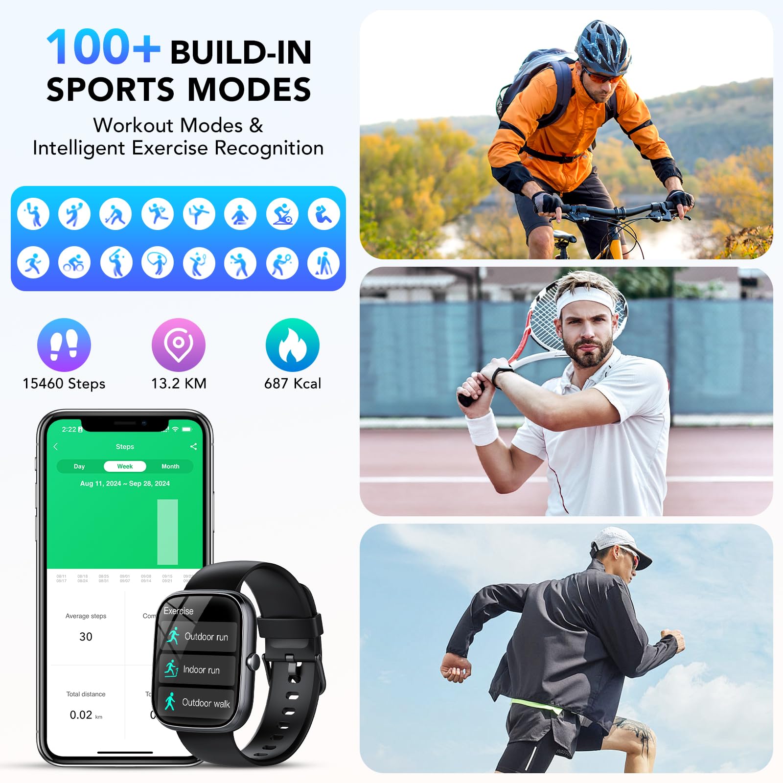 Smart Watch For Men Women (Answer/Make Call), 1.91 '' Smartwatch Fitness Activity Tracker, 100+ Sports Modes/Heart Rate/Sleep Mo