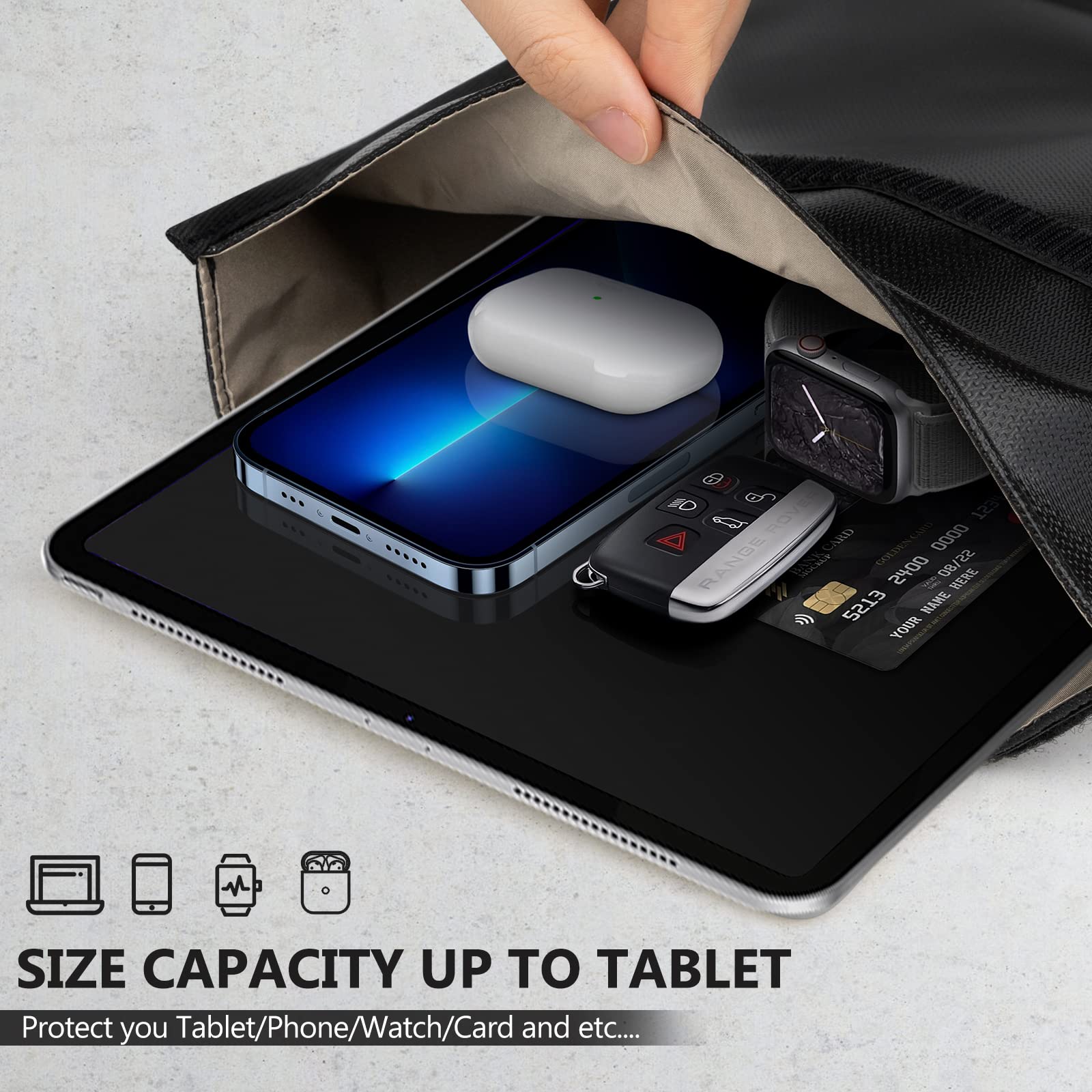 Faraday Bags For Tablets 10''X15''(1 Pack) Signal Blocking Faraday Cage, Cell Phone Signal Jammer, Anti Tracking Rfid Faraday Po