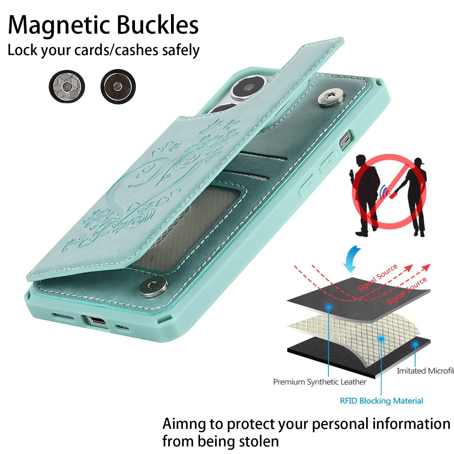 Cavor For Iphone 13 Pro Phone Case With Card Holder,Wallet Case With Credit Card Holders For Iphone13Pro,Premium Pu Leather Kick