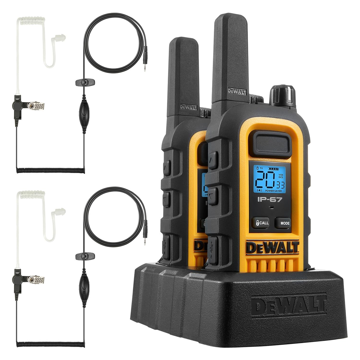 Dewalt Dxfrs300 Bundle 1W Walkie Talkies Heavy Duty Business Two Way Radios, 2 Pack With 2 Headsets (1Dxfrs300 Sv1)