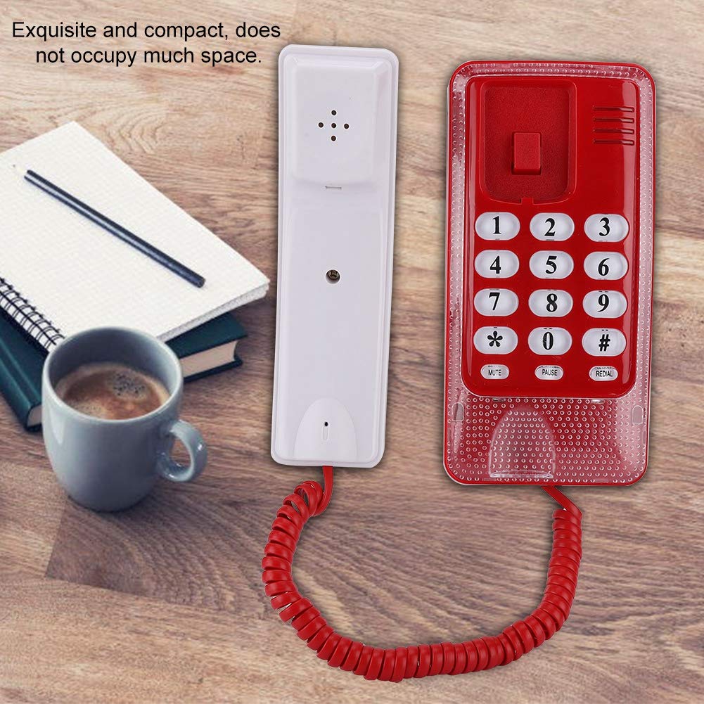 Diyeeni Mini Wall Phone, Retro Wall Mountable Landline Telephone With Flash Function And Call Mute Function, Rj45 Interface Powe
