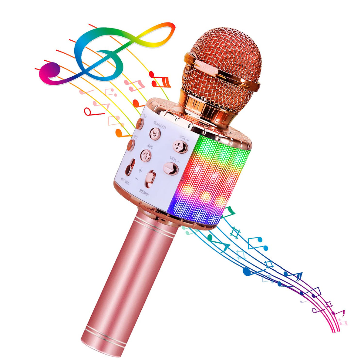 Bluefire 4 In 1 Karaoke Wireless Microphone With Led Lights, Portable Microphone For Kids, Great Gifts Toys For Kids, Girls, Boy