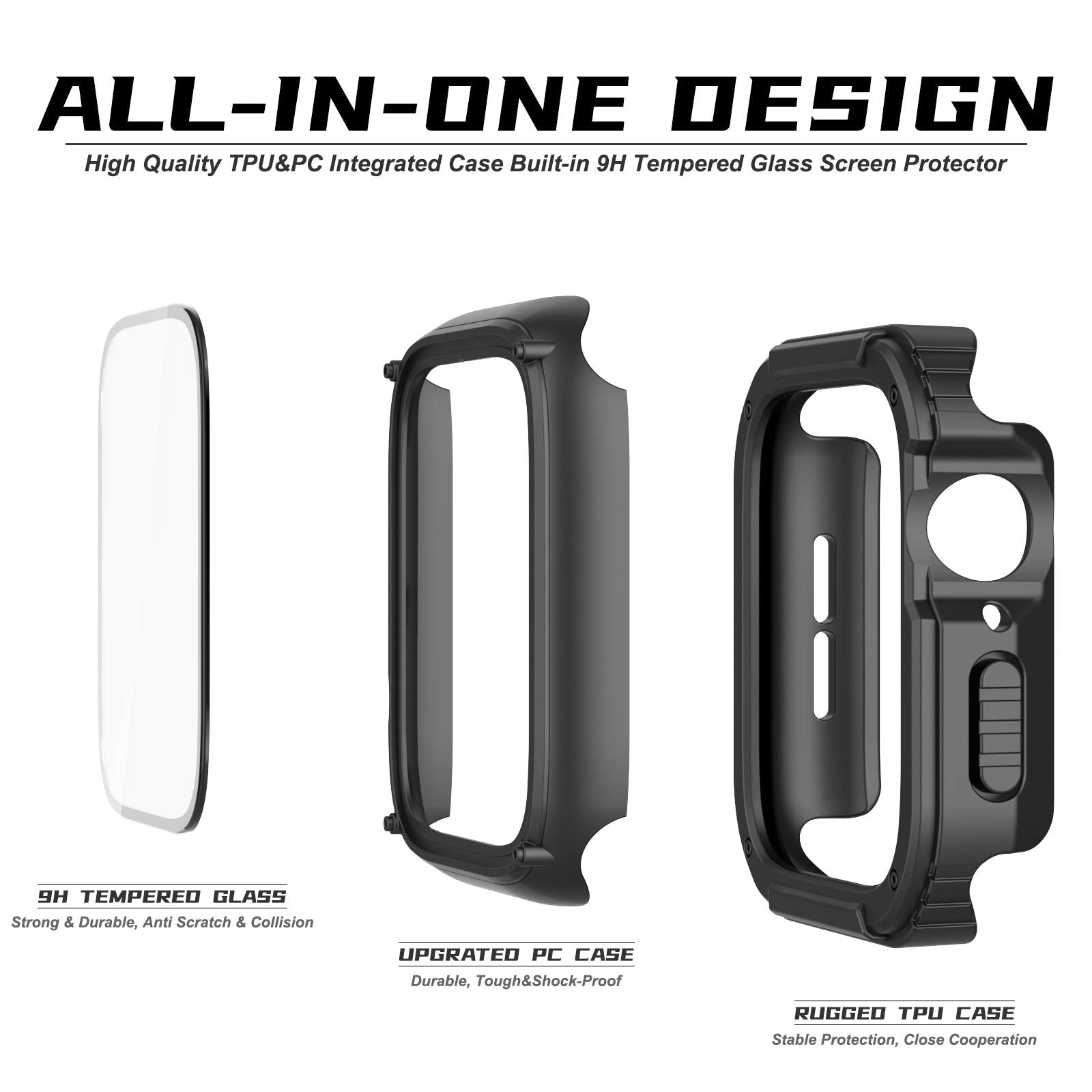 Recoppa For Rugged Apple Watch Case 38Mm Series 3/2/1 With Screen Protector, Durable Military Grade Quattro Pro Series Drop Proo