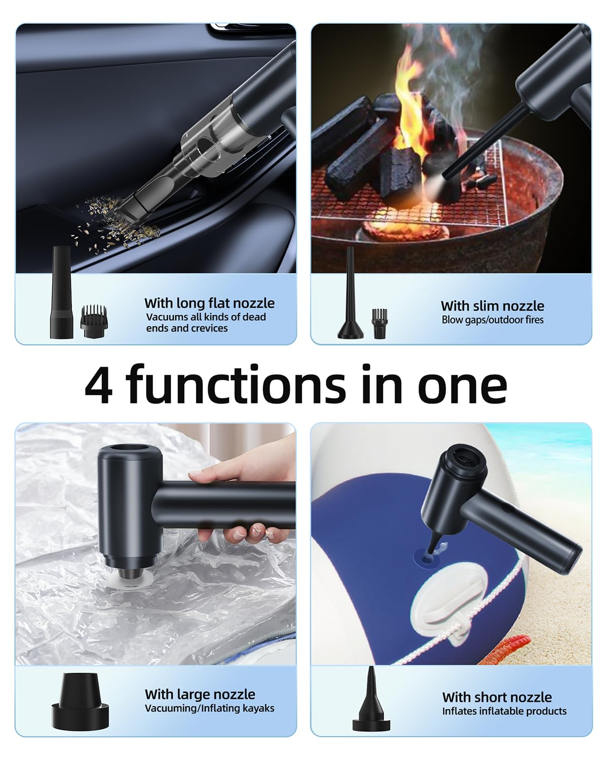 Car Vacuum Portable Cordless 20000Pa Brushless Motor Handheld Vacuum, Rechargeable Lightweight Dust Busters, 4 In 1 Air Duster A