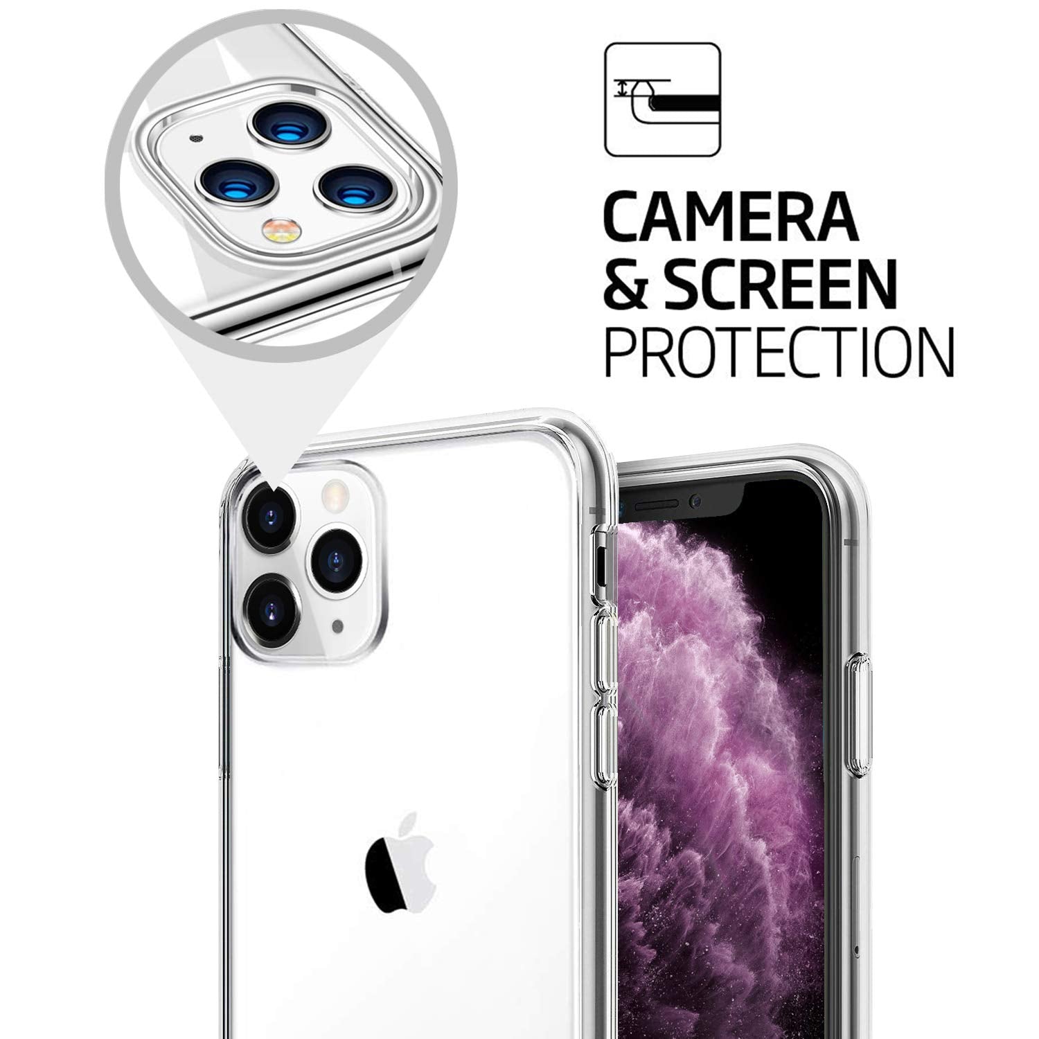 Tenoc Phone Case Compatible With Iphone 11 Pro, Clear Case Shockproof Protective Bumper Slim Cover For 5.8 Inch