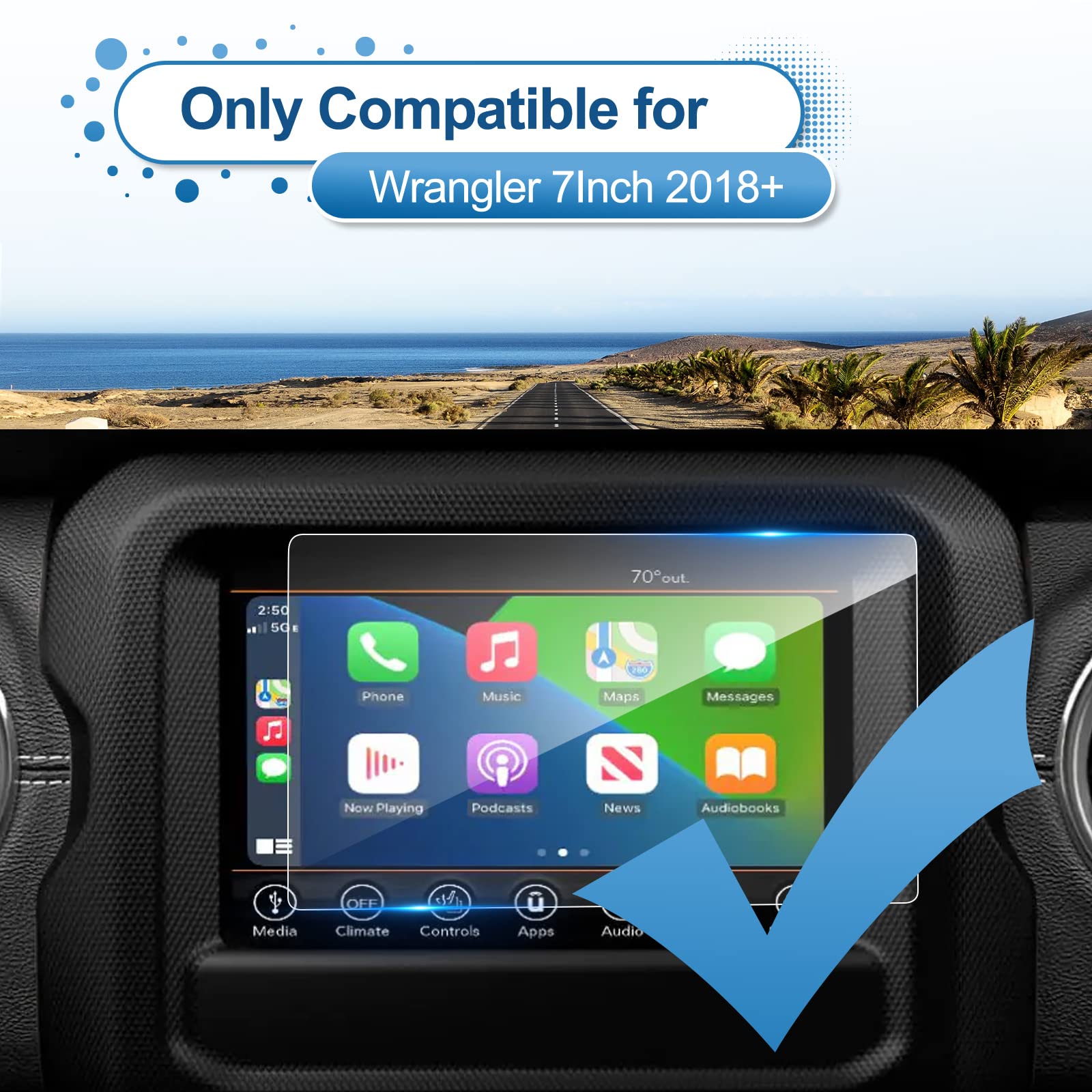 Coleya 2018 2022 2023 Wrangler Screen Protector For Jeep Wrangler 7 Inch Touch Screen, 2023 J Eep Wrangler Jl Tempered Glass 202
