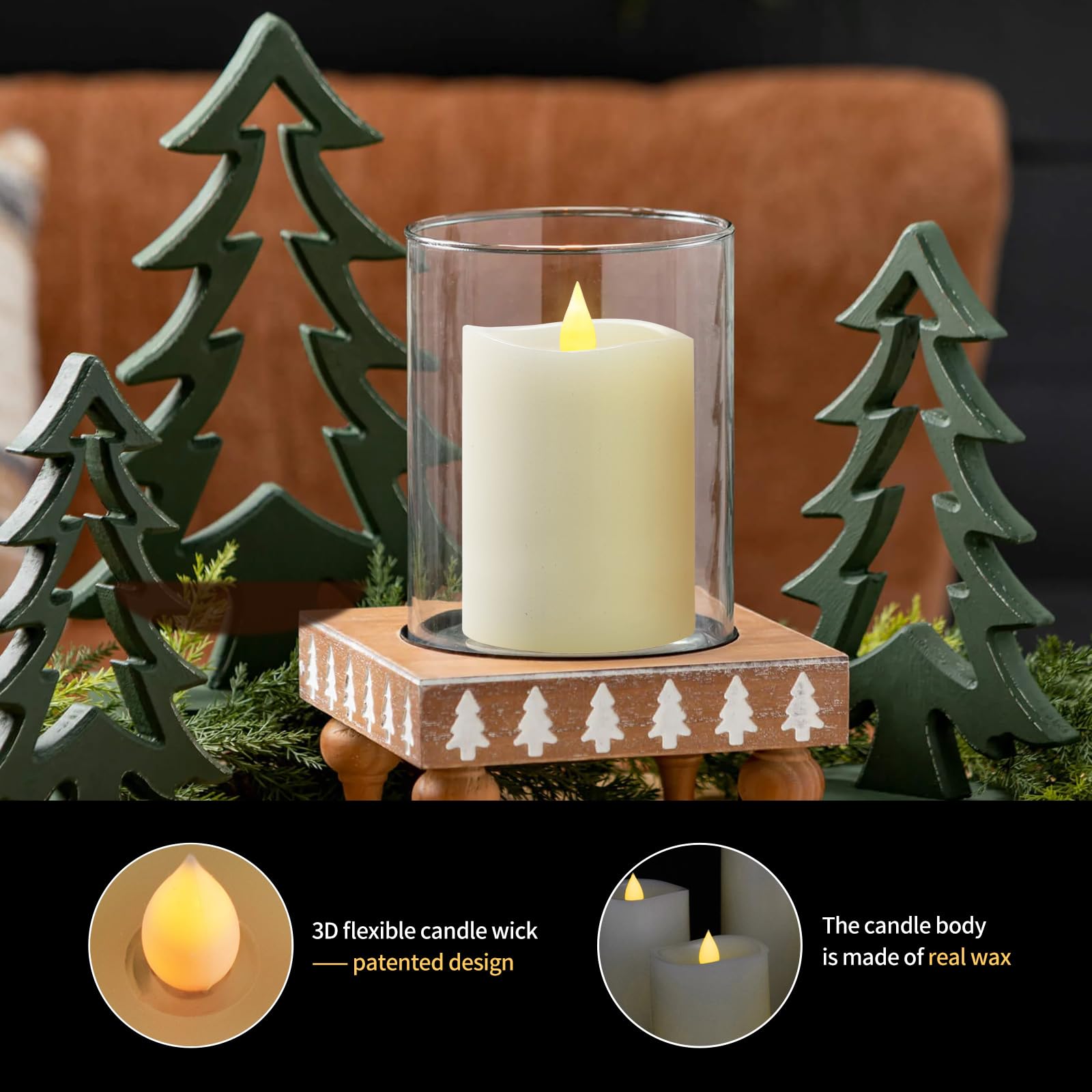 Asldoiweh 3X4 Flameless Candles Set Of 1, 2Aa Battery Life 600 Hours Battery Candles Flickering With Timer, 4 Inch Flameless Can