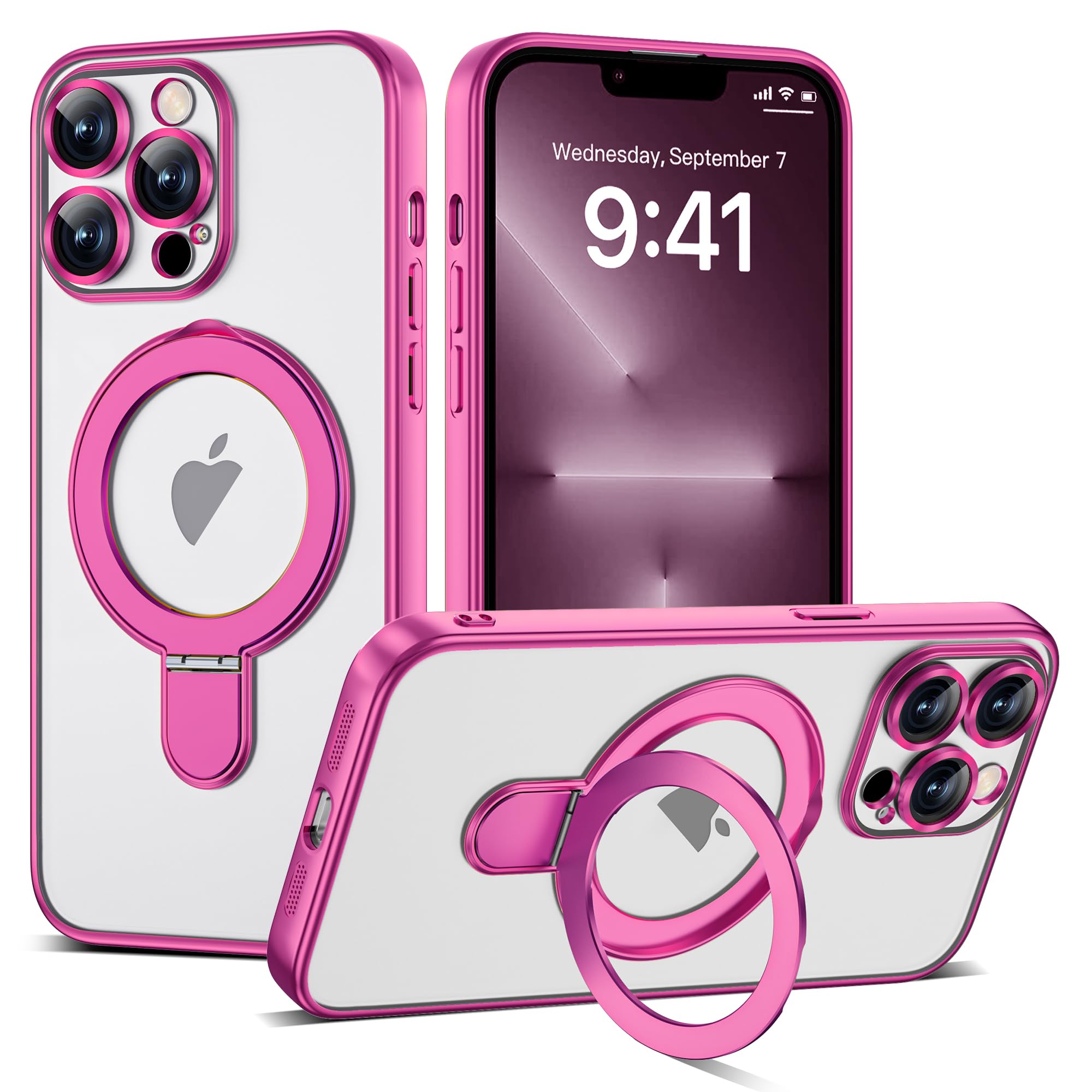ETPESOK Compatible with iPhone 13 Pro Case with Magnetic Ring Stand [Compatible with Mag-Safe] [Full Camera Lens Protector] Soft