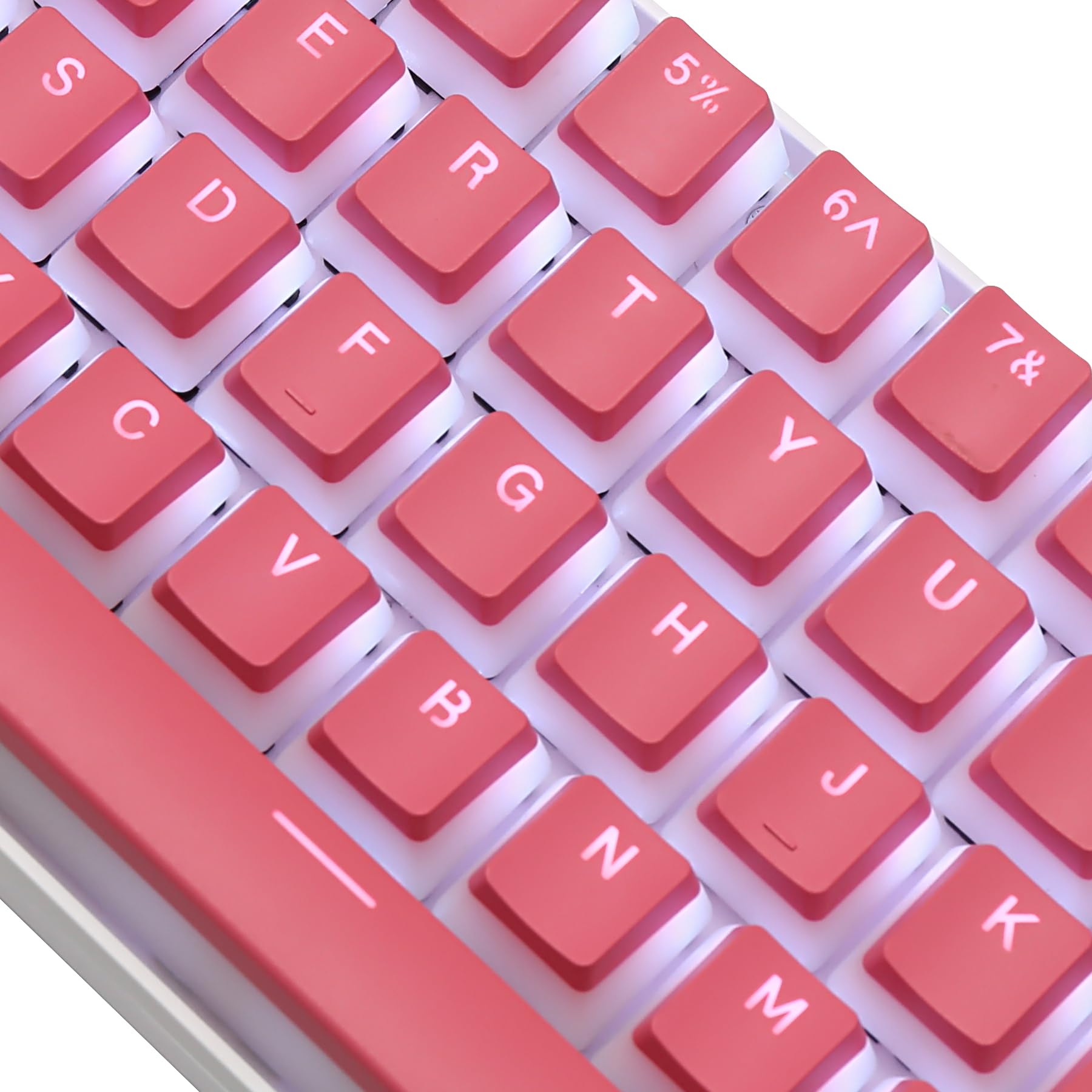 Happy Balls Pink Pudding Keycaps Translucent Pbt Keyset Backlit Oem Profile Ansi/Iso Layout For Mechanical Keyboard Compatible W