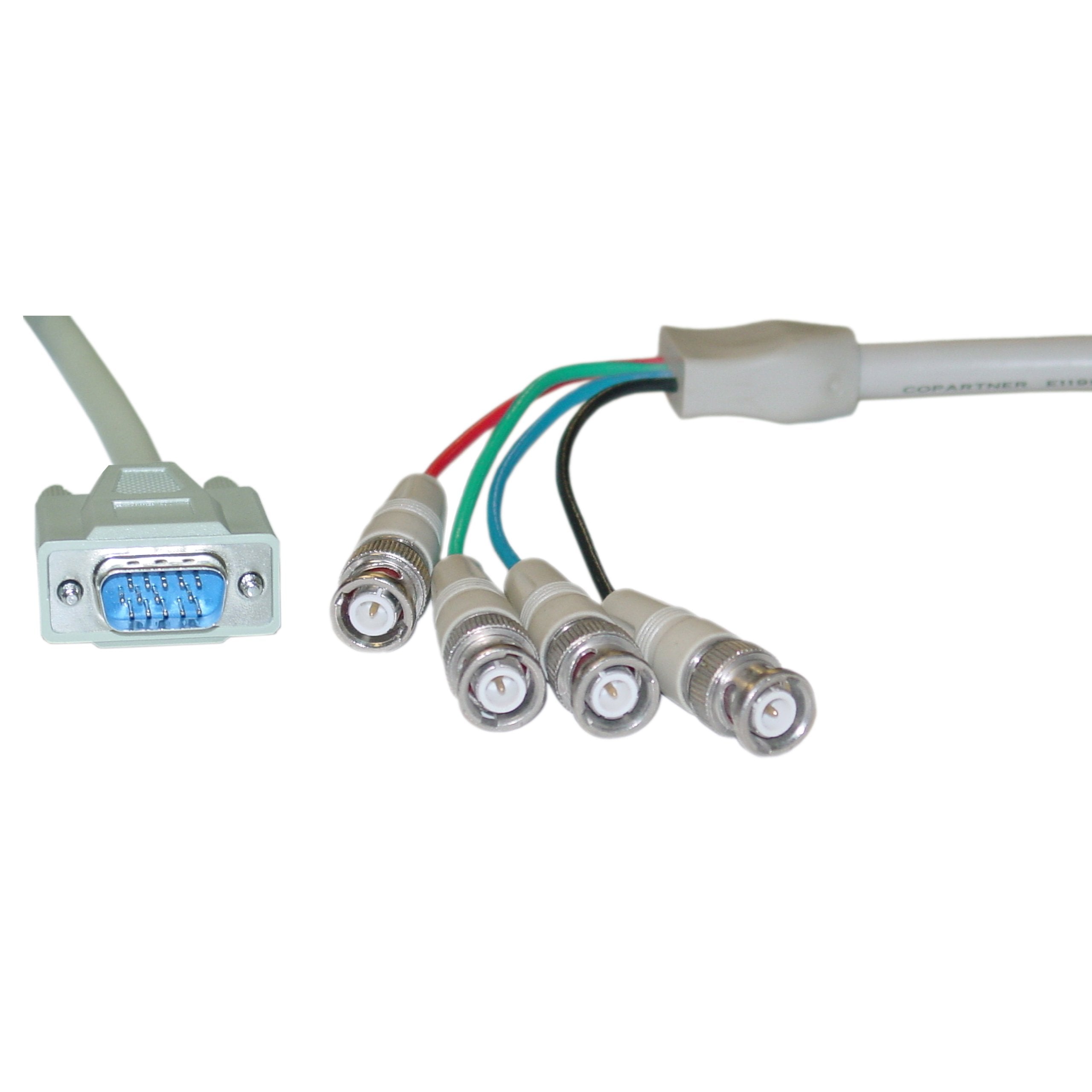 Cablewholesale Svga To Bnc Cable, Hd15 Vga To 4 Bnc Monitor Breakout Cable With Ferrite Bead, Svga Male/Male Bnc Cable, Double S