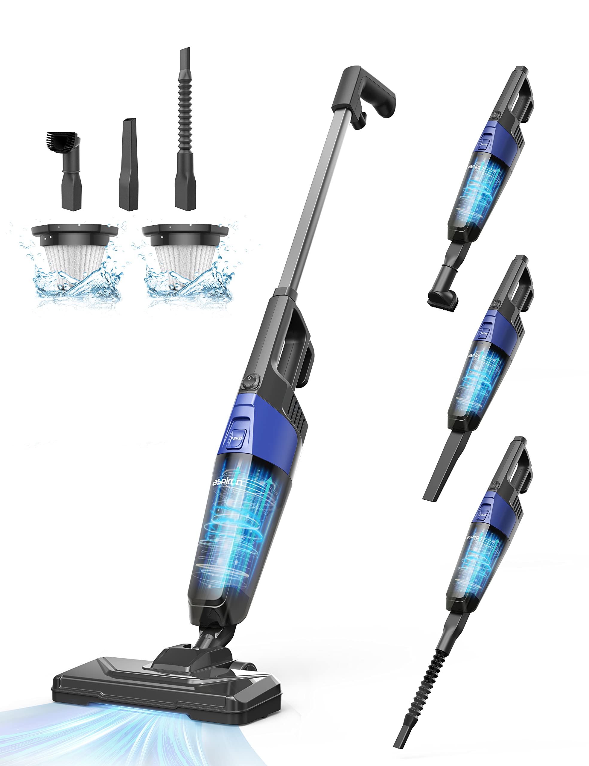 Small Vacuum Cleaner, Aspiron Stick Vacuum Cleaner With 20Kpa Powerful Suction & 0.88Qt Dust Cup And 16Ft Power Cord, 5 In 1 Han