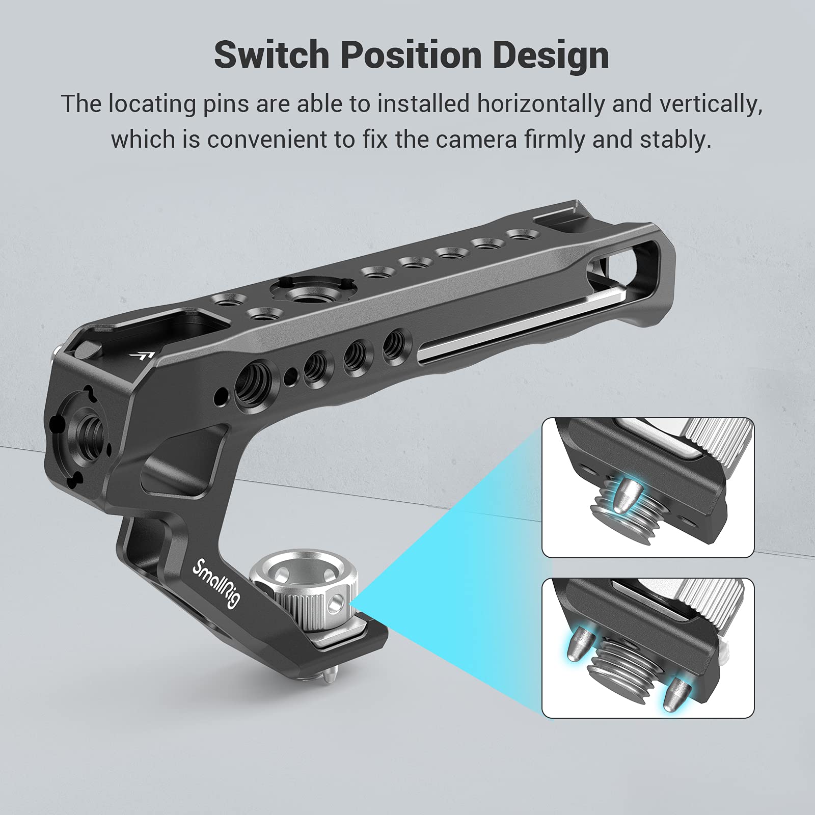 Smallrig Top Handle With Locating Holes For Arri For Camera Cage, Ergonomic Design, With Anti-Off Designed Cold Shoe Adapter - 2