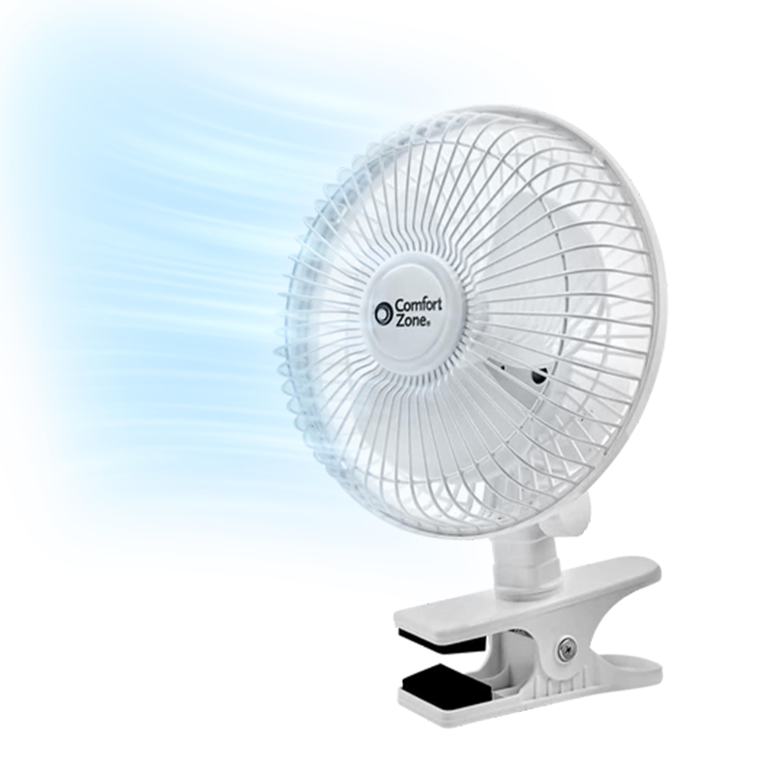 Comfort Zone Cz6C 6'' Quiet Portable Indoor 2 Speed Desk Fan With Clip And Fully Adjustable Tilt, White