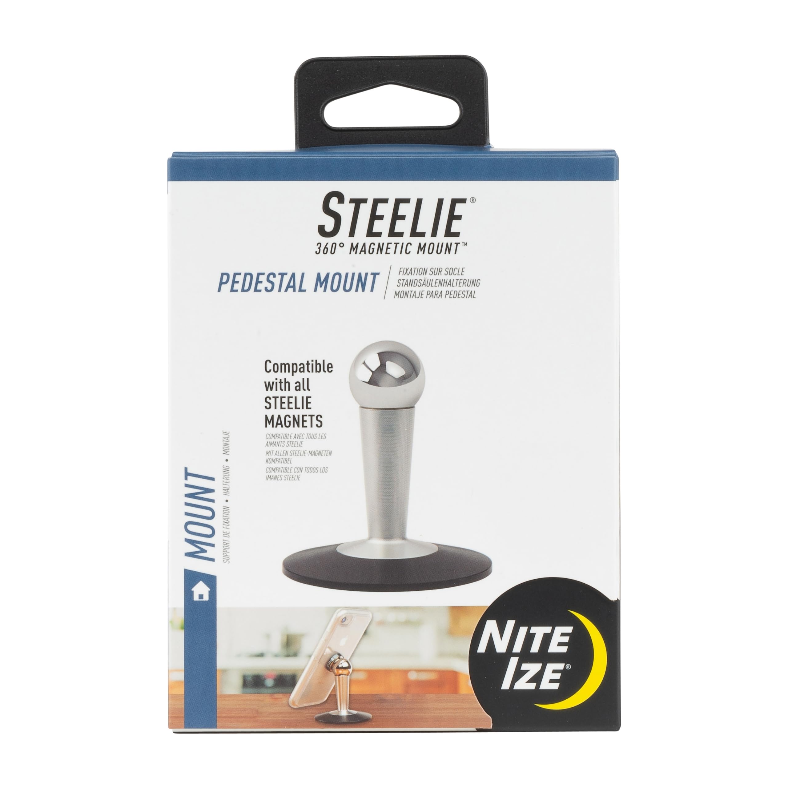 Nite Ize Steelie Pedestal Mount - Tabletop Stand Compatible With Magsafe Iphones & Tablets - Magnetic Desk Phone Mount - Phone H