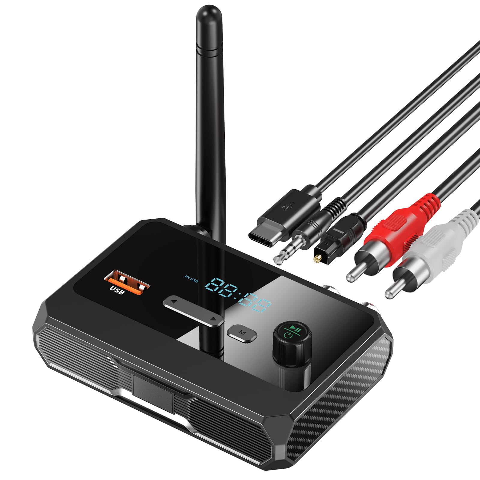 Suyee Bluetooth 5.3 Receiver, Rca Bluetooth Adapter, Low Latency & Hd Music Audio, Support Optical Aux 3.5Mm, Rca Bluetooth Rece