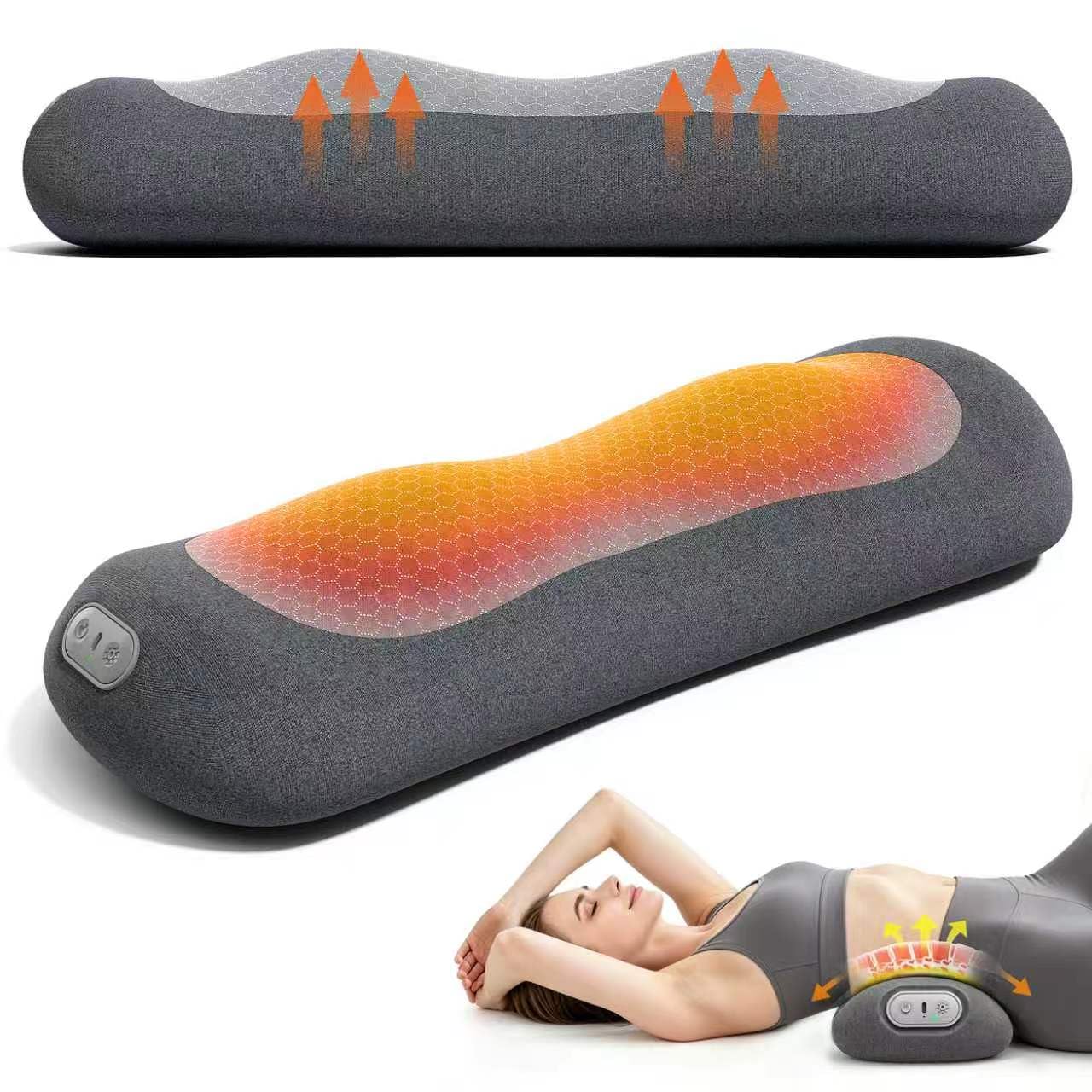 Yunari Cordless Triple Fusion Back Massager, Heated Lumbar Pillow (Gray)