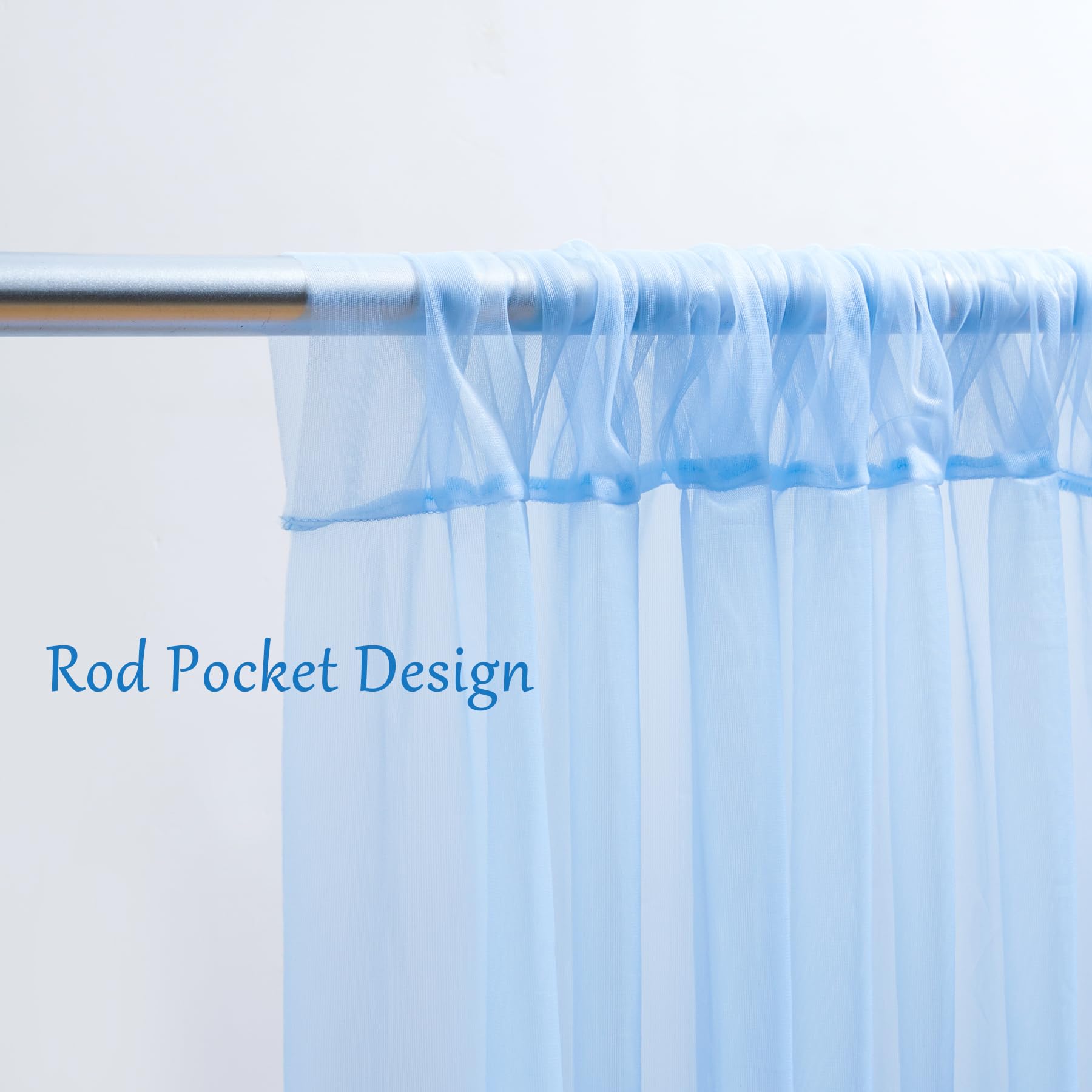 10X10 Blue Tulle Backdrop Curtains For Parties, Sheer Backdrop Curtain Wedding Photo Backdrop Drapes For Baby Shower Photography