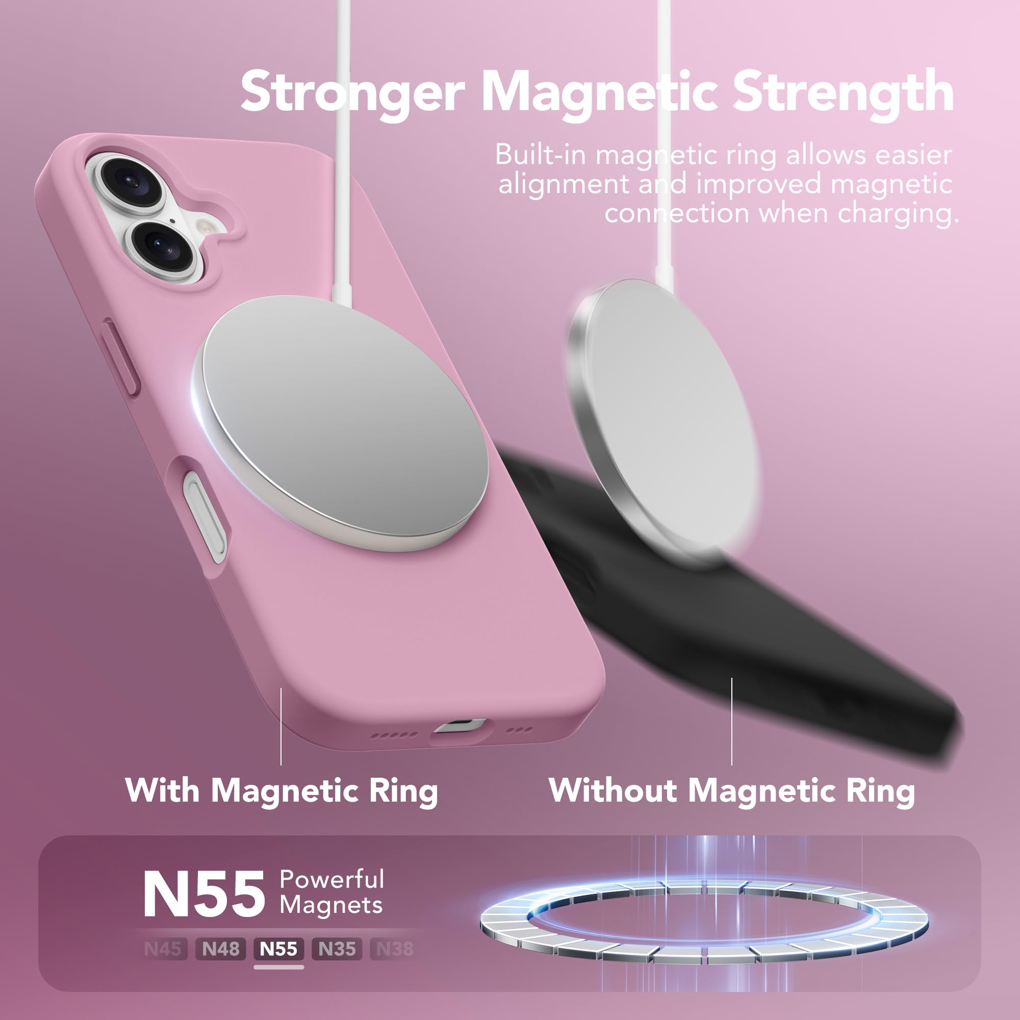 Gonez Magnetic For Iphone 16 Case, [Compatible With Magsafe] [2X Screen Protector + 2X Camera Lens Protector], Liquid Silicone S