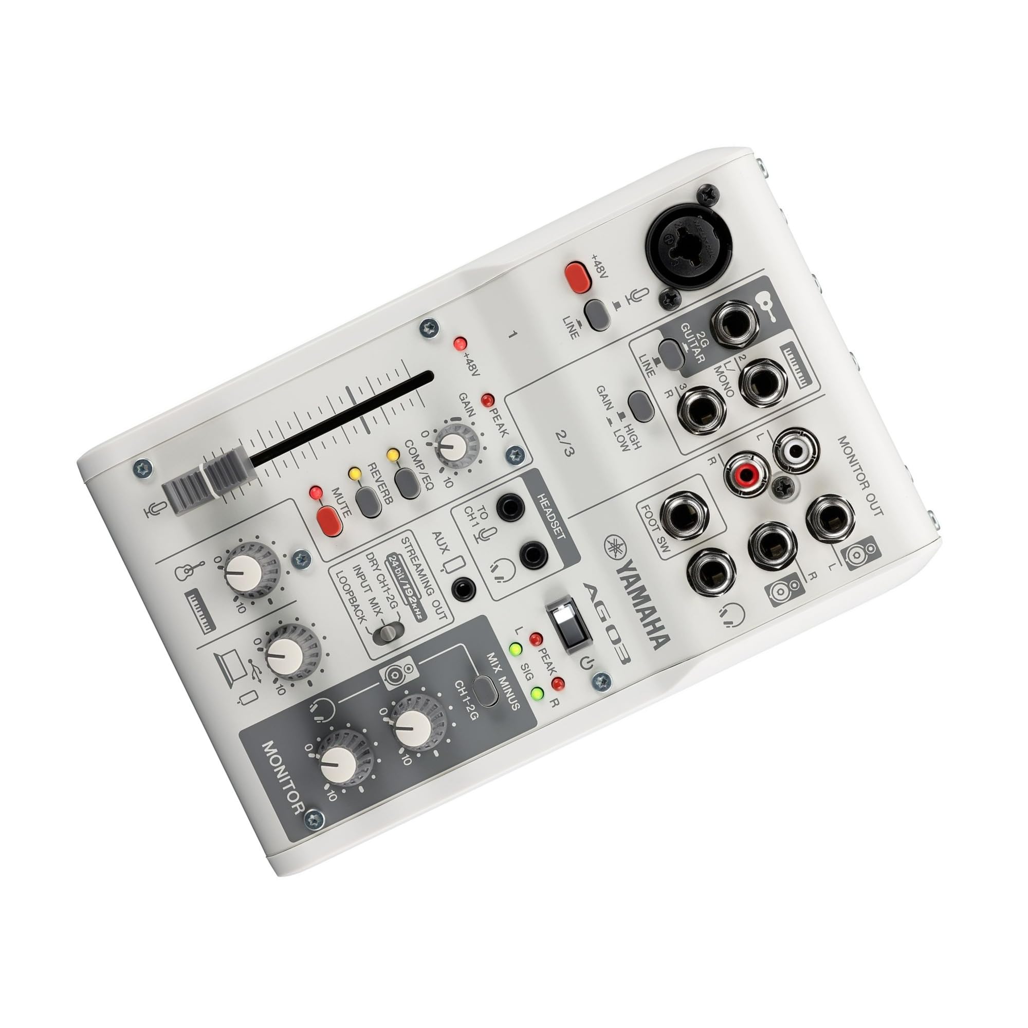 Yamaha Ag03Mk2 White 6-Channel Live Streaming Loopback Mixer/Usb Interface With Steinberg Software Suite