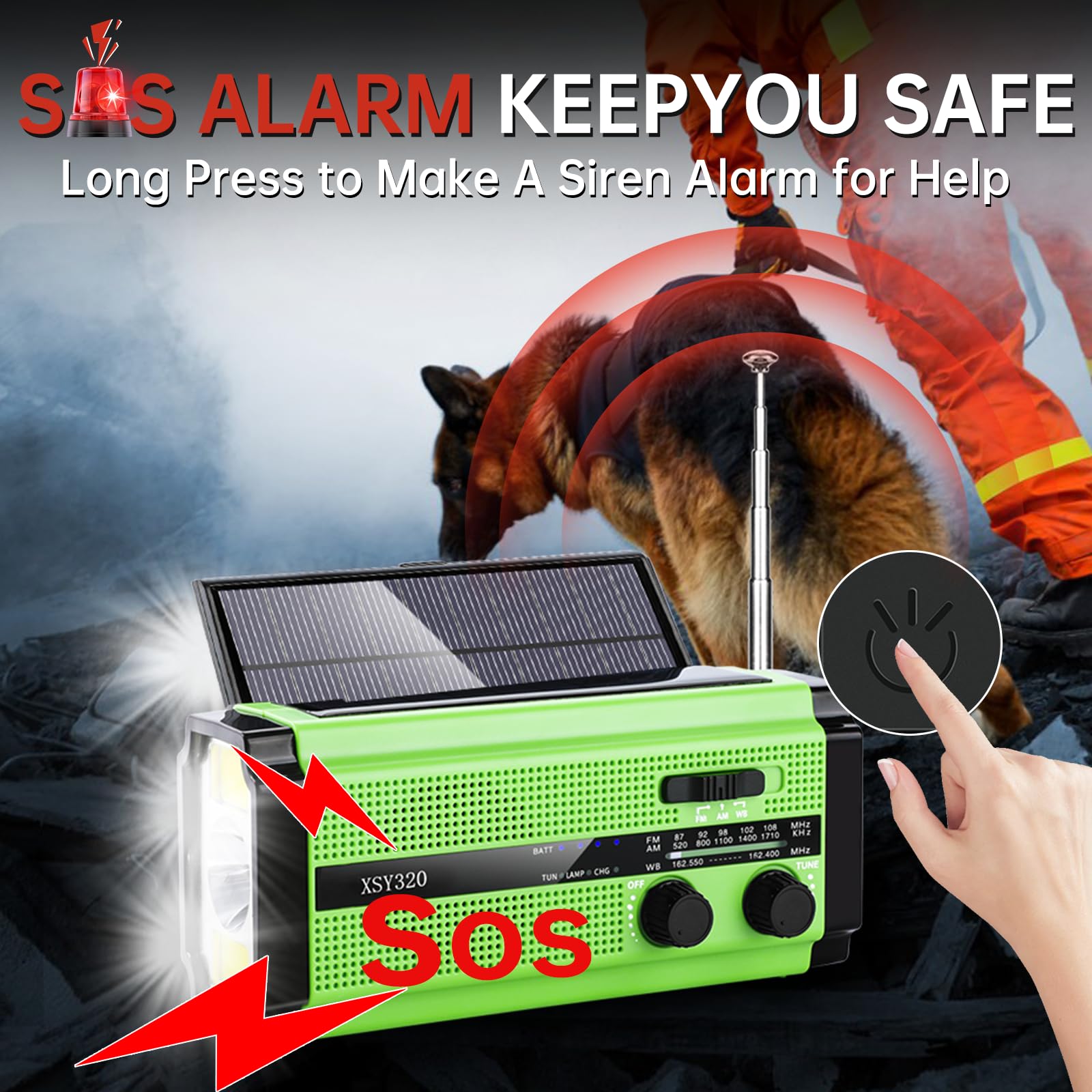 5000Mah/18500Mwh Emergency Hand Crank Radio With 2 Solar Panels,Portable Am Fm Noaa Weather Radio,Rechargeable Battery Powered R