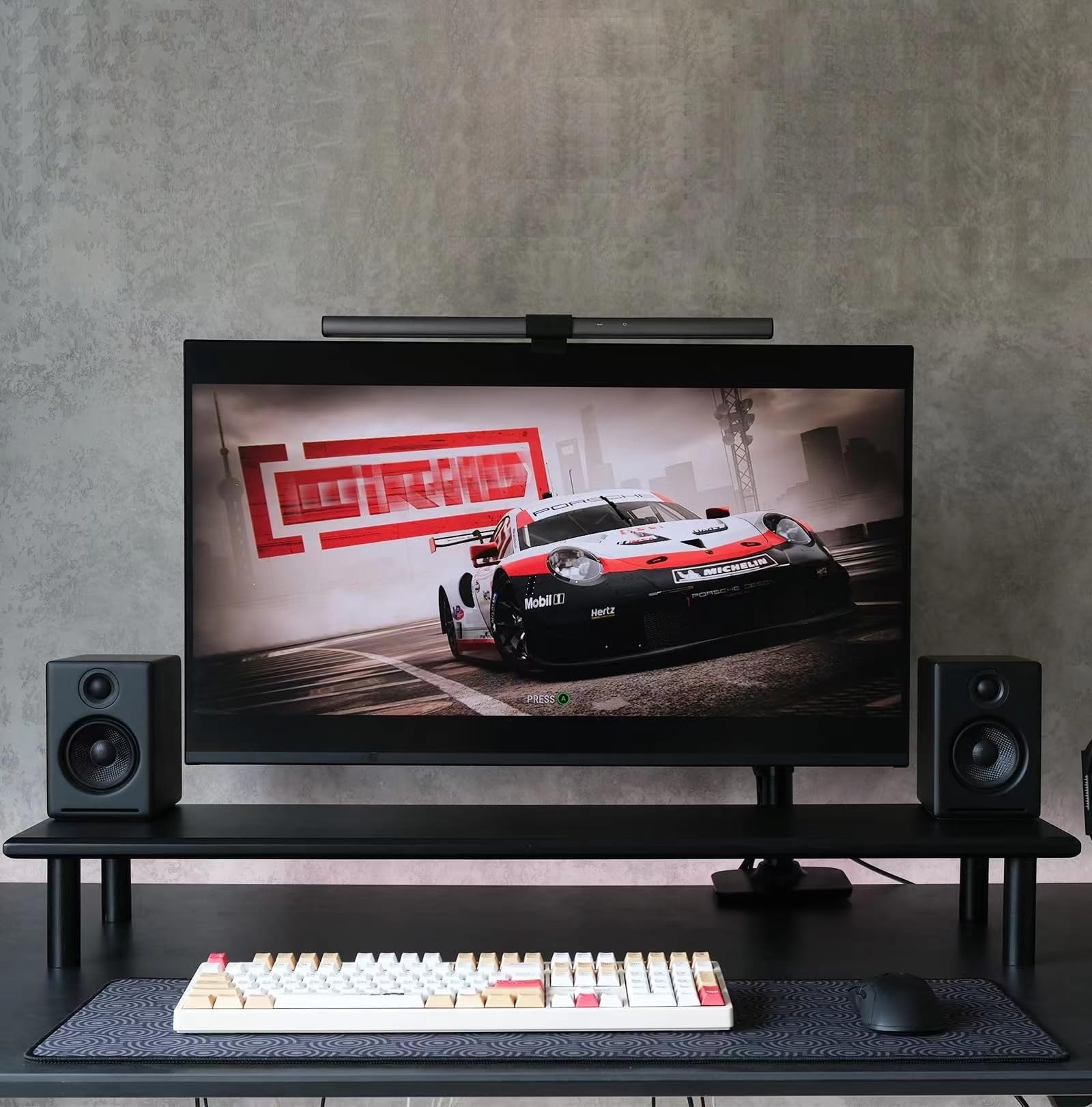 Rocdeer Bamboo Dual Monitor Stand Riser With 2 Heights Available, Black Desk Monitor Riser For 2 Monitors Supports For Monitor,