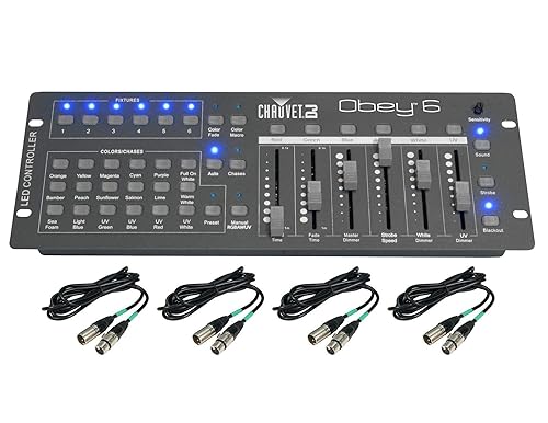 Chauvet Obey 6 Compact Universal 6 Fixture Dmx Lighting Controller + Dmx Cables