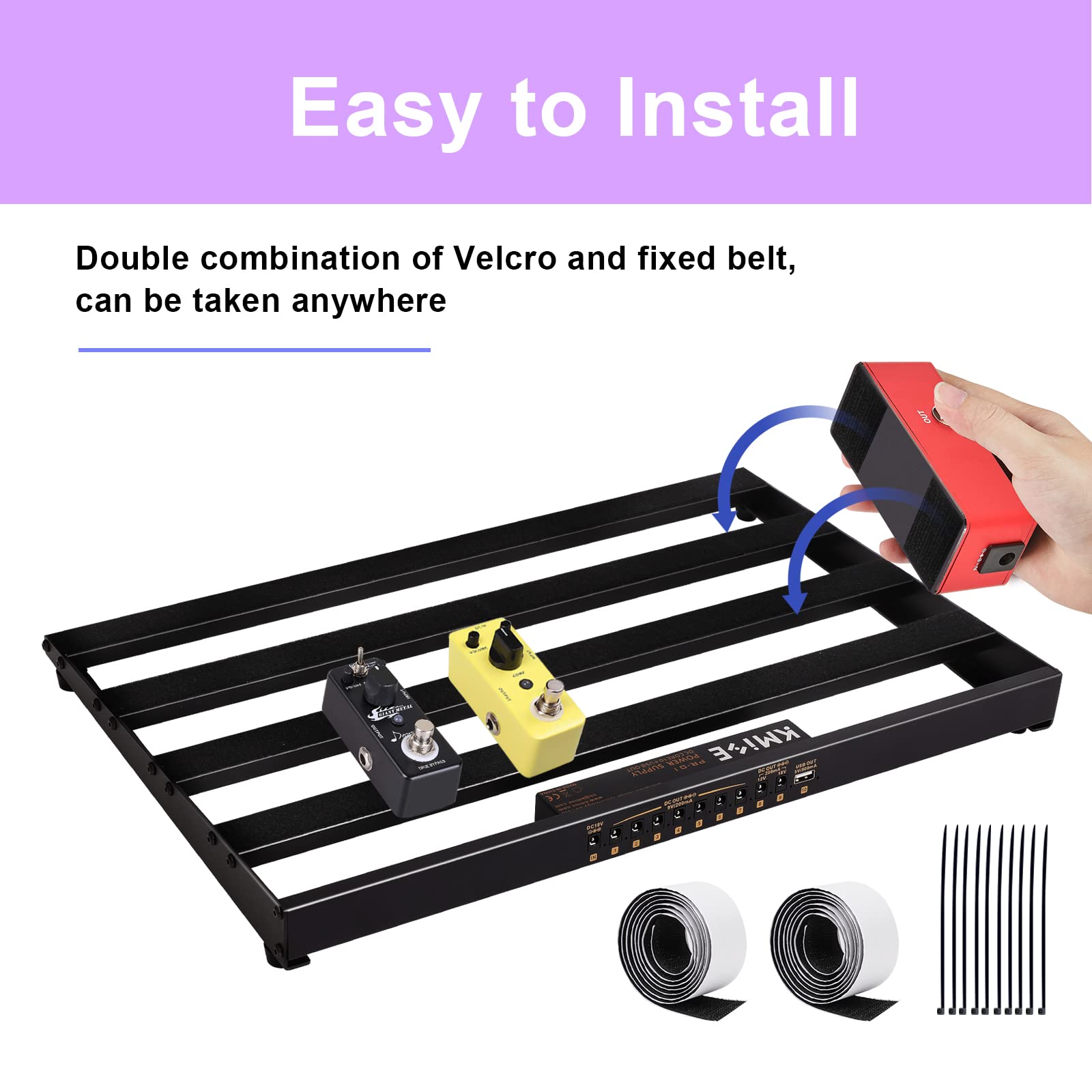 Guitar Pedal Board With Built In Power Supply 24X1.9X12.5'' 3.6Lb Pedalboard, Aluminium Alloy Isolated Power Supply Power Pedal