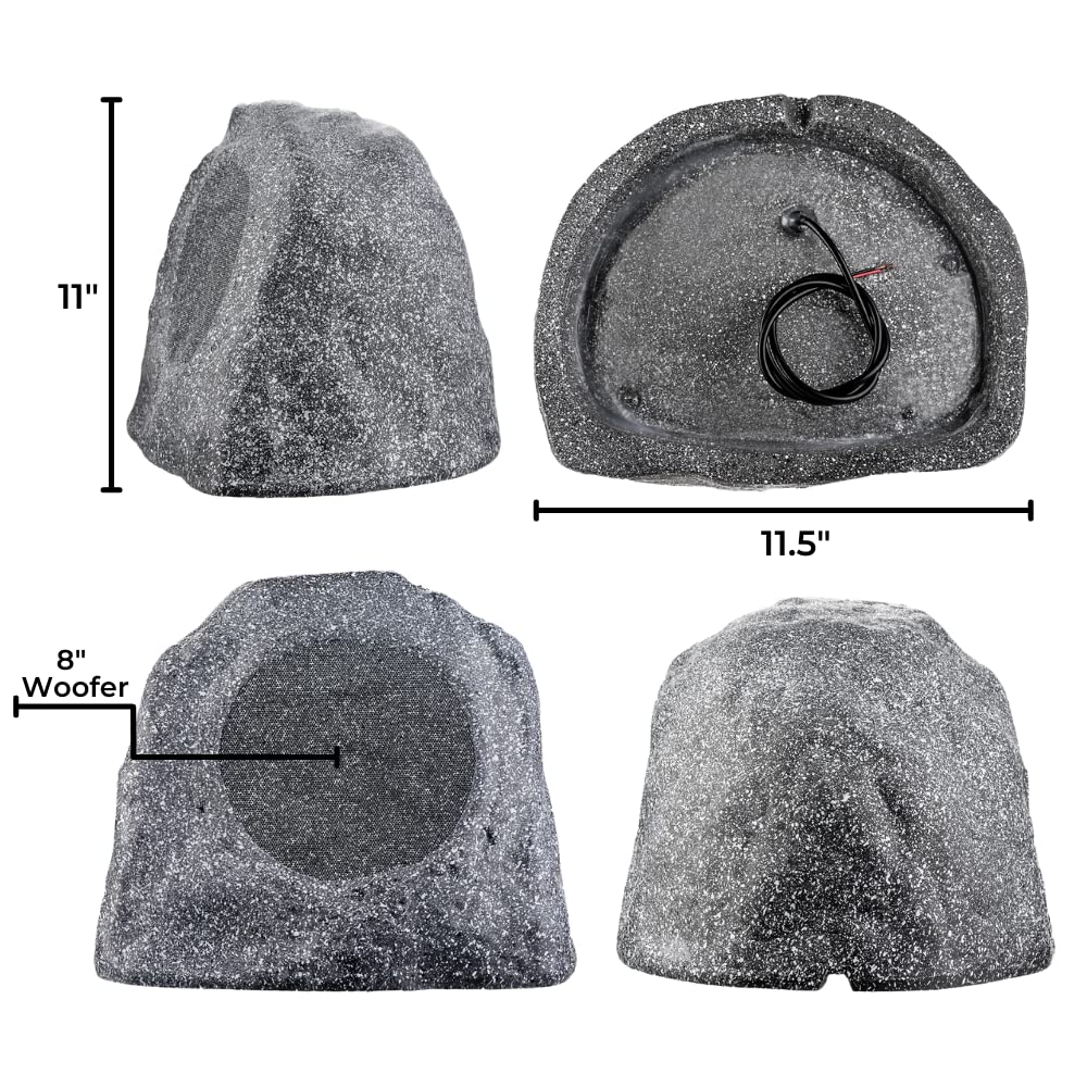 OSD 8' Grey Outdoor Rock Speaker 200W Weather Resistant Passive Stereo Pair RX805