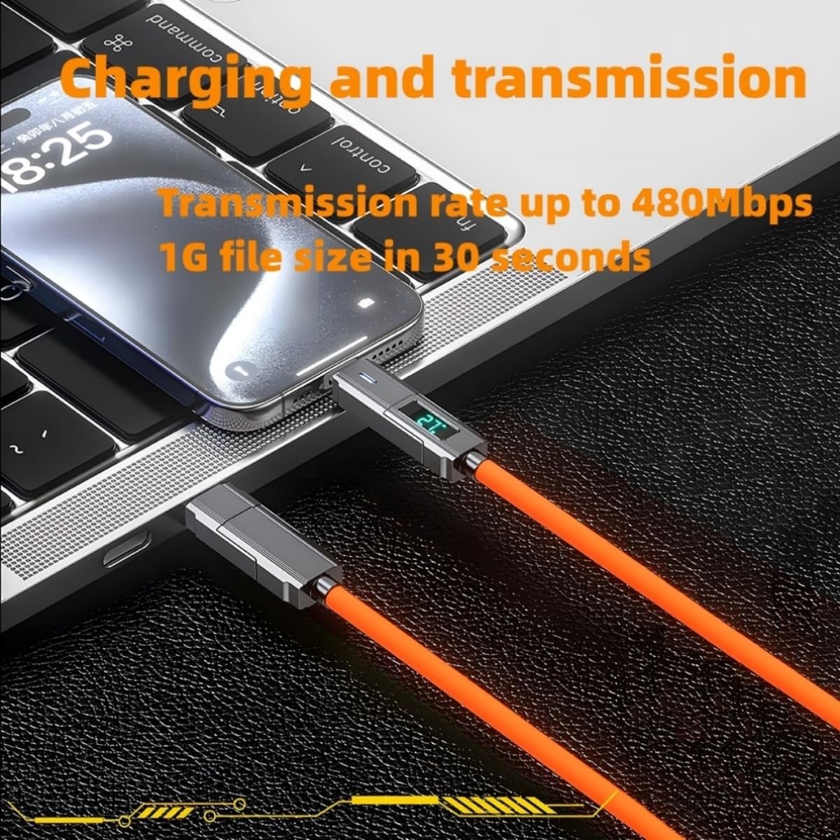 Usb C To C Cable 5Ft Chubby Silicone 4 In 1 Usb C Charging Cable With Led Display And Eva Case Usb C To Multi Charger Cable & Da