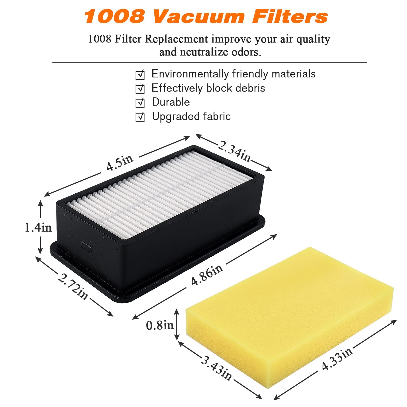 1008 Vacuum Filters 2 + 2 Pack   Compatible For Bissell 1008 Cleanview Upright 9595A 1819 1822 1825 1831 1330 1332  Compare To P