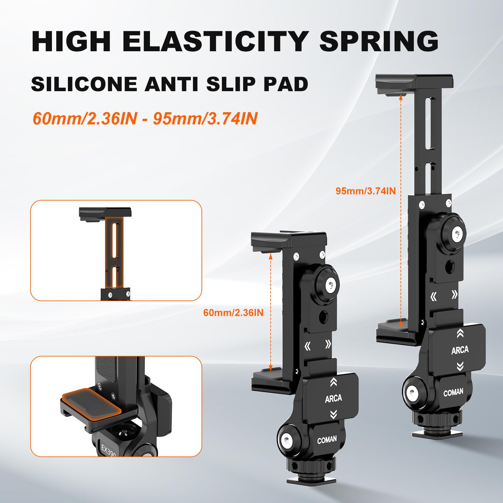 Metal Phone Tripod Mount - Holder Stand With 3 Cold Shoes & Arca Port, Universal Smartphone Mount Adapter, 360 Rotates Adjustabl