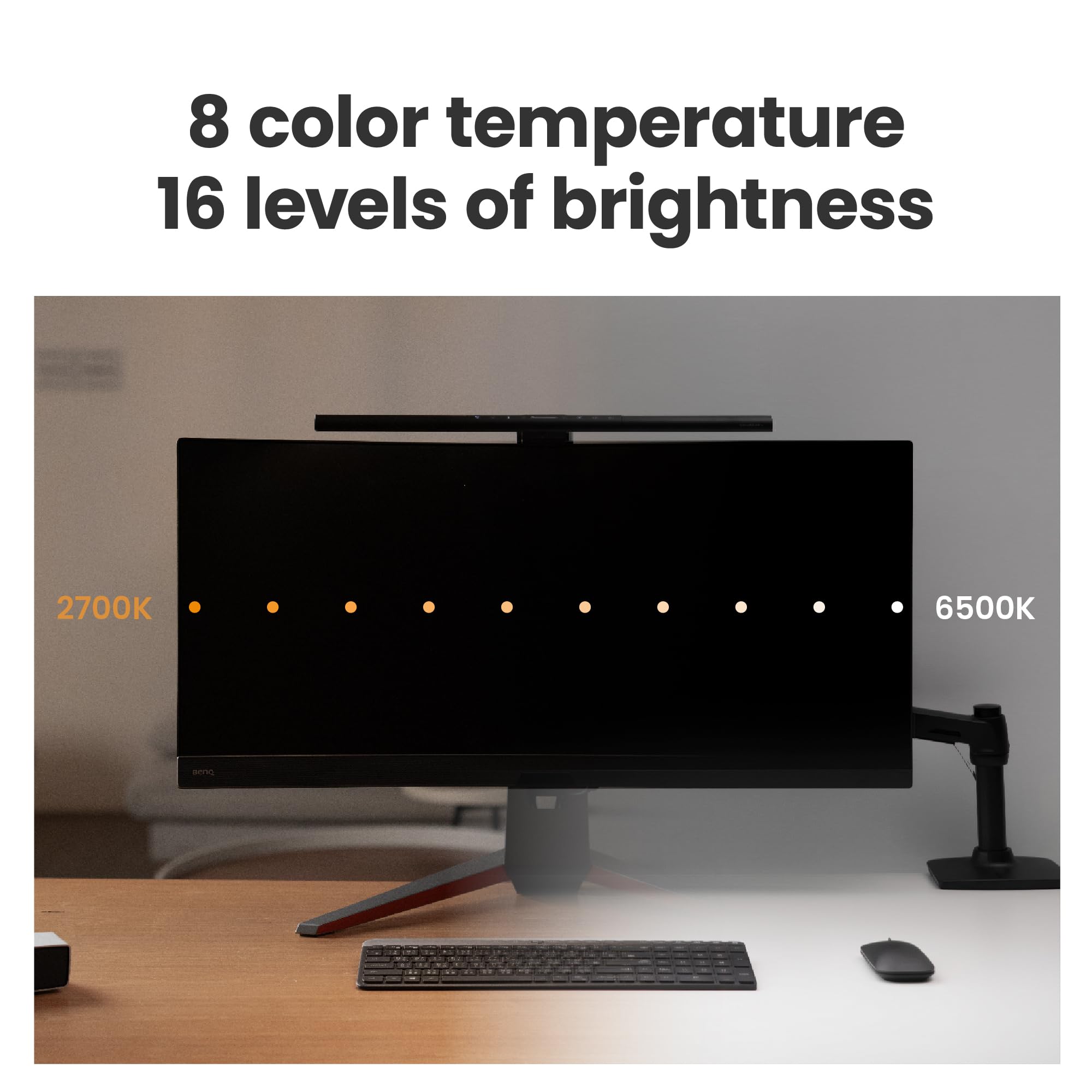 Benq Monitor Light, Screenbar Pro (Black)   Ultrawide Illumination, Motion Sensor, Adjustable Brightness & Color Temperature, Ey