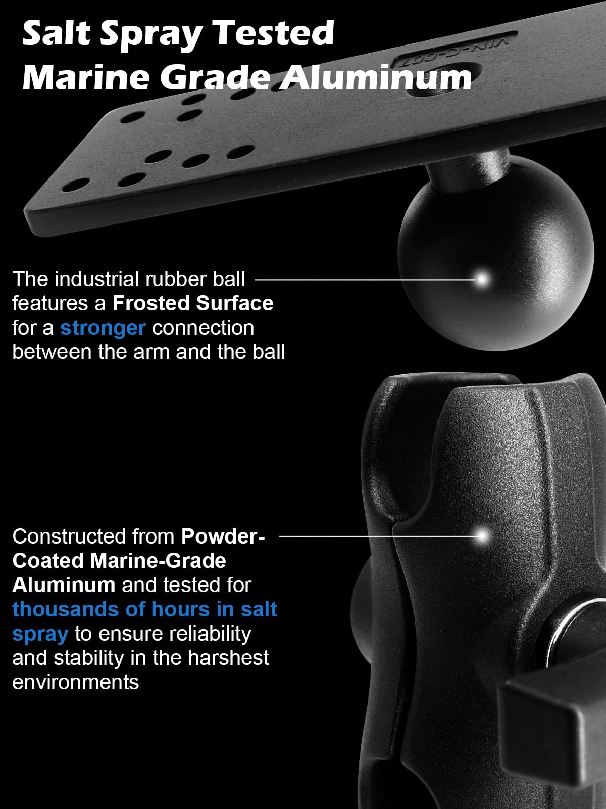 Windfrd 1.5'' Ball Short Arm Fish Finder Mount, Marine Electronic Mount, Universal Mounting Plate With 1.5 Inches / 38Mm / C Siz