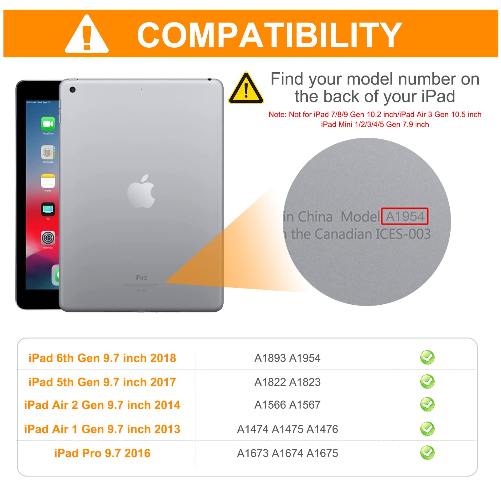 Braecn Case For Ipad 9.7 Inch 6Th Generation 2018/ Ipad 5Th Gen 2017, Ipad Air 2/ Air 1/ Ipad Pro 9.7'', Protective Cover With P