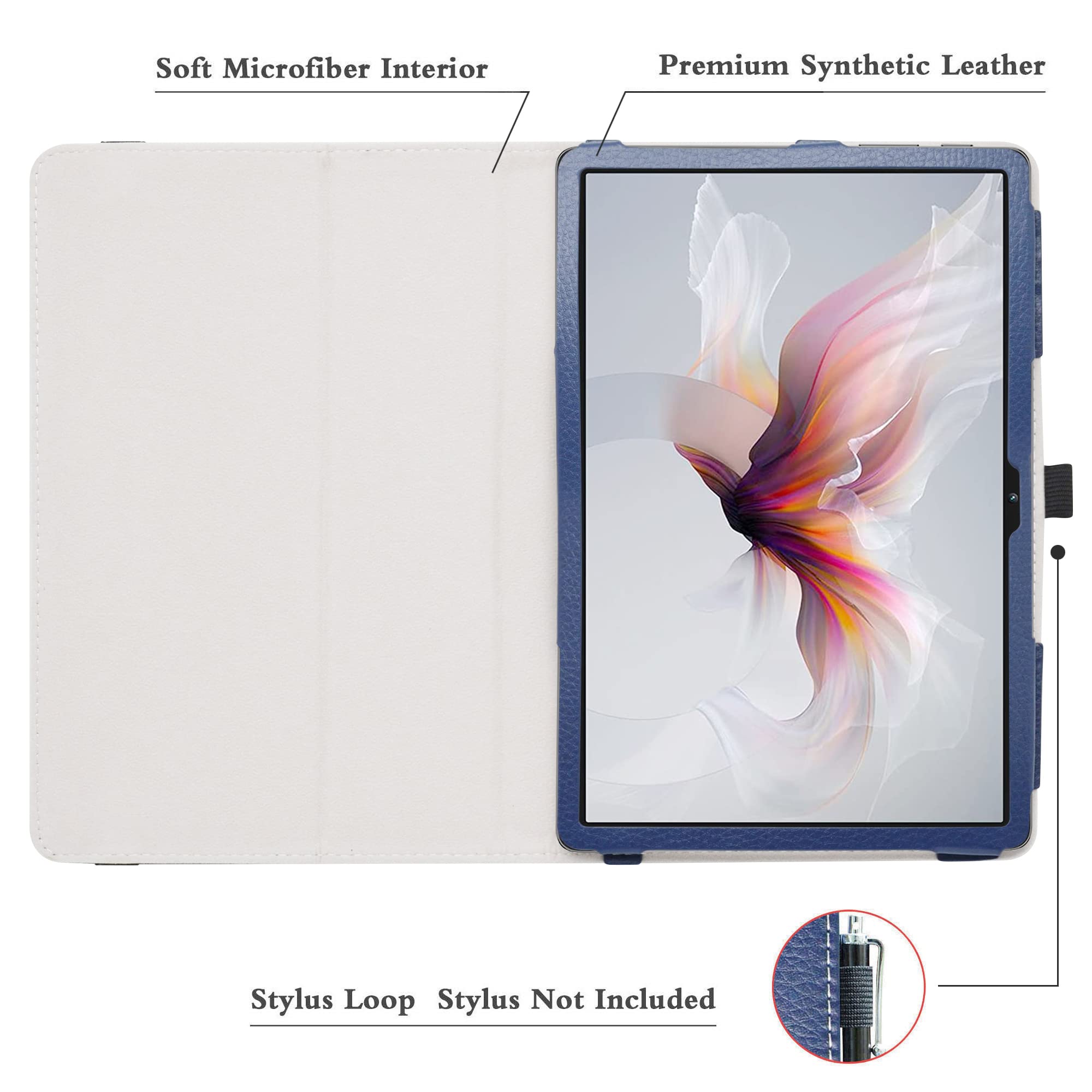 Bige For Blackview Tab 12 Case,Pu Leather Folio 2-Folding Stand Cover For Blackview Tab 12 10.1 Android Tablets,Dark Blue